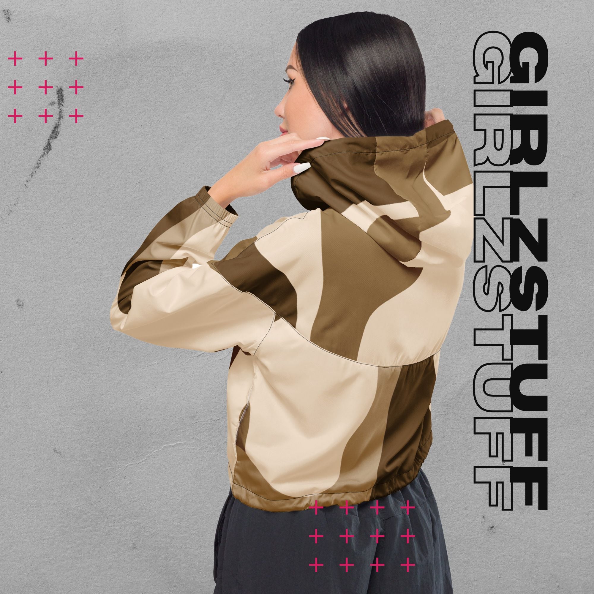 Camo Sand Crop Windbreaker – Leicht, laut & ready für jedes Wetter
