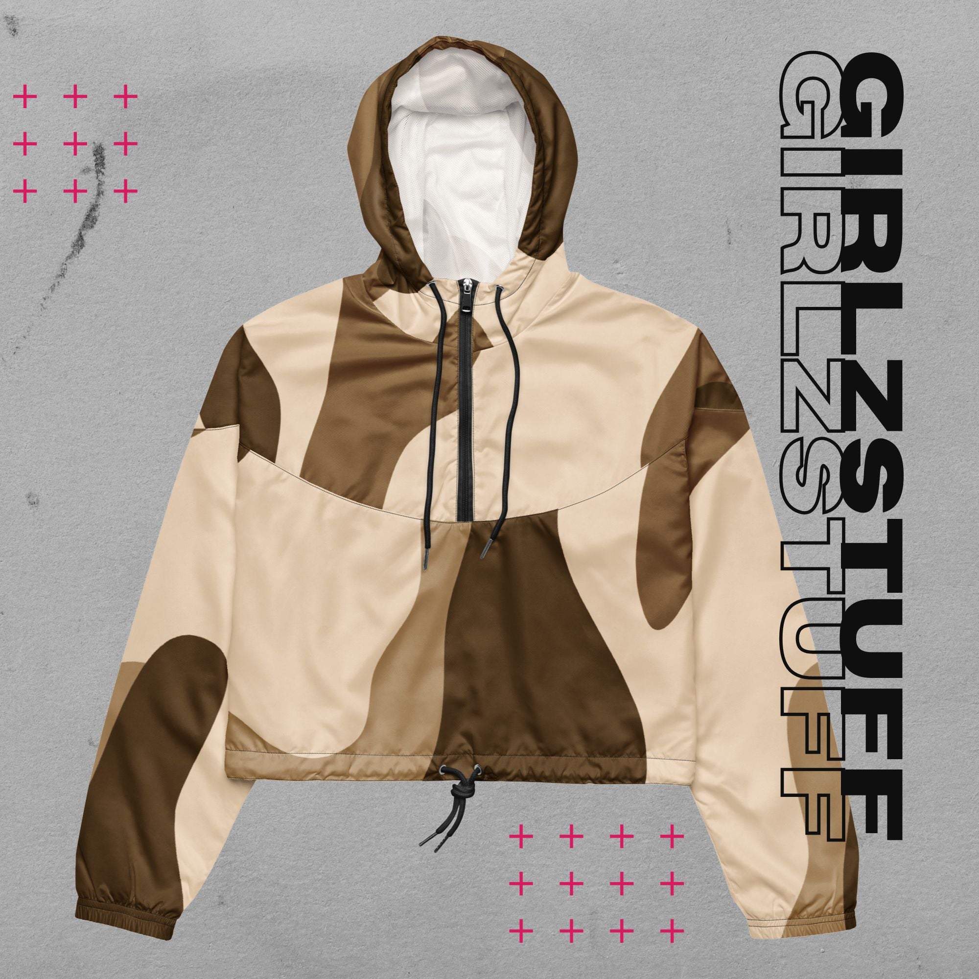 Camo Sand Crop Windbreaker – Leicht, laut & ready für jedes Wetter