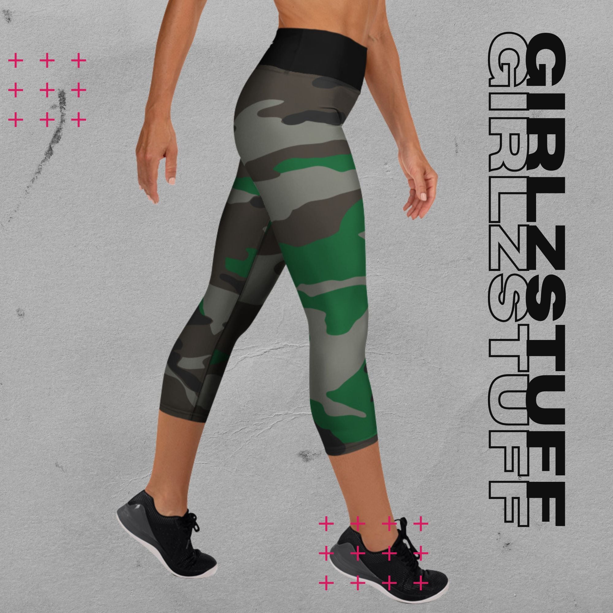 Camo Green Capri-Leggings – Power-Moves in halber Länge