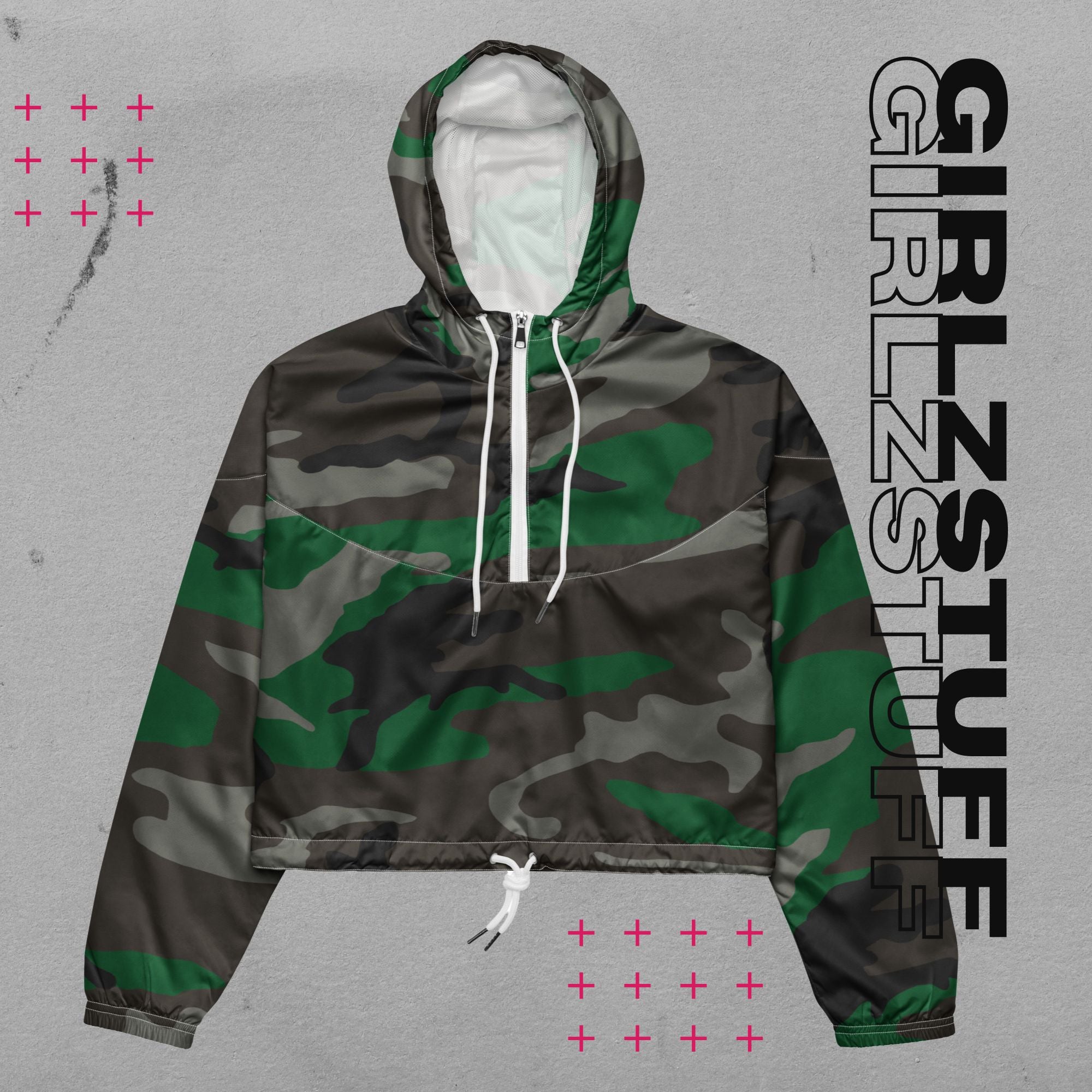 Camo Green Crop Windbreaker – Leicht, laut & ready für jedes Wetter