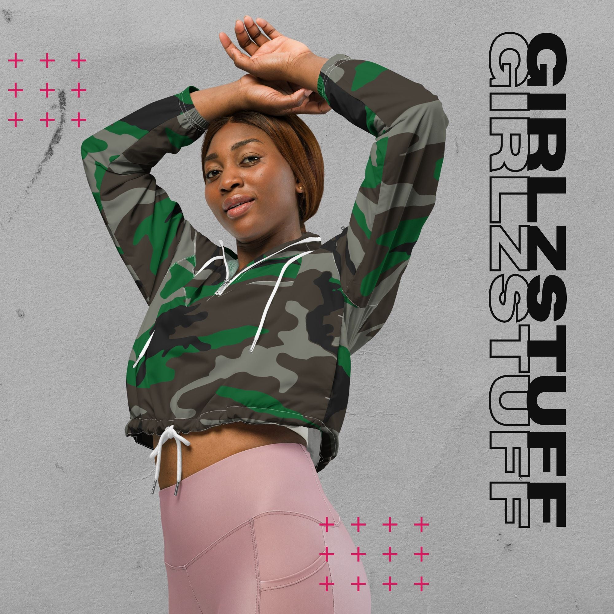 Camo Green Crop Windbreaker – Leicht, laut & ready für jedes Wetter