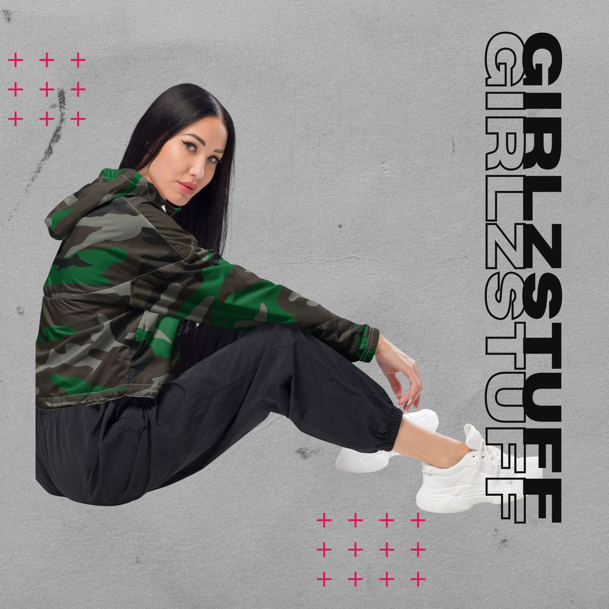 Camo Green Crop Windbreaker – Leicht, laut & ready für jedes Wetter