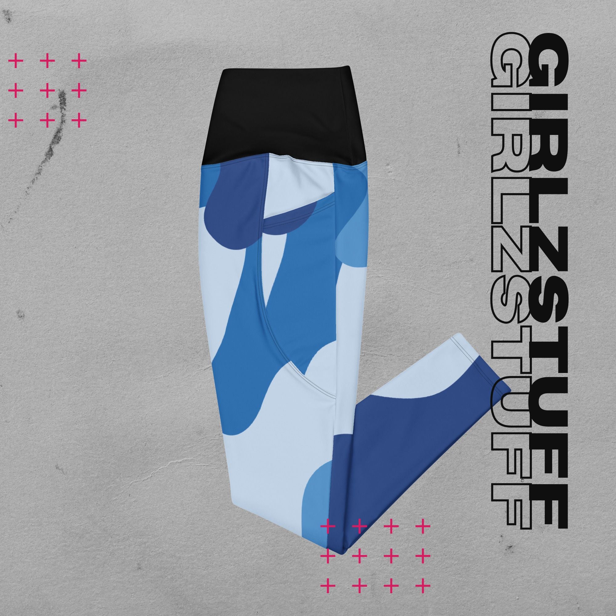 Camo Blue Crossover Leggings mit V-Bund – Stylisch, praktisch, einfach wow