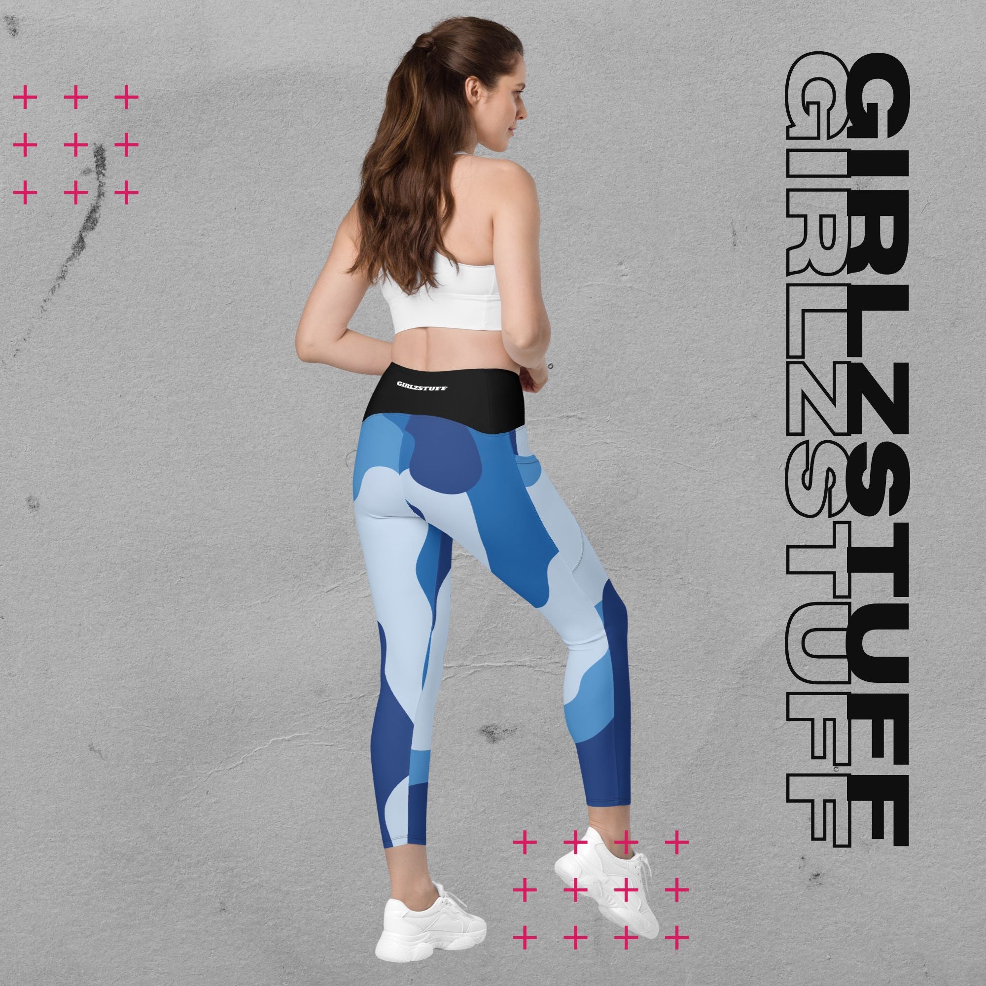 Camo Blue Crossover Leggings mit V-Bund – Stylisch, praktisch, einfach wow