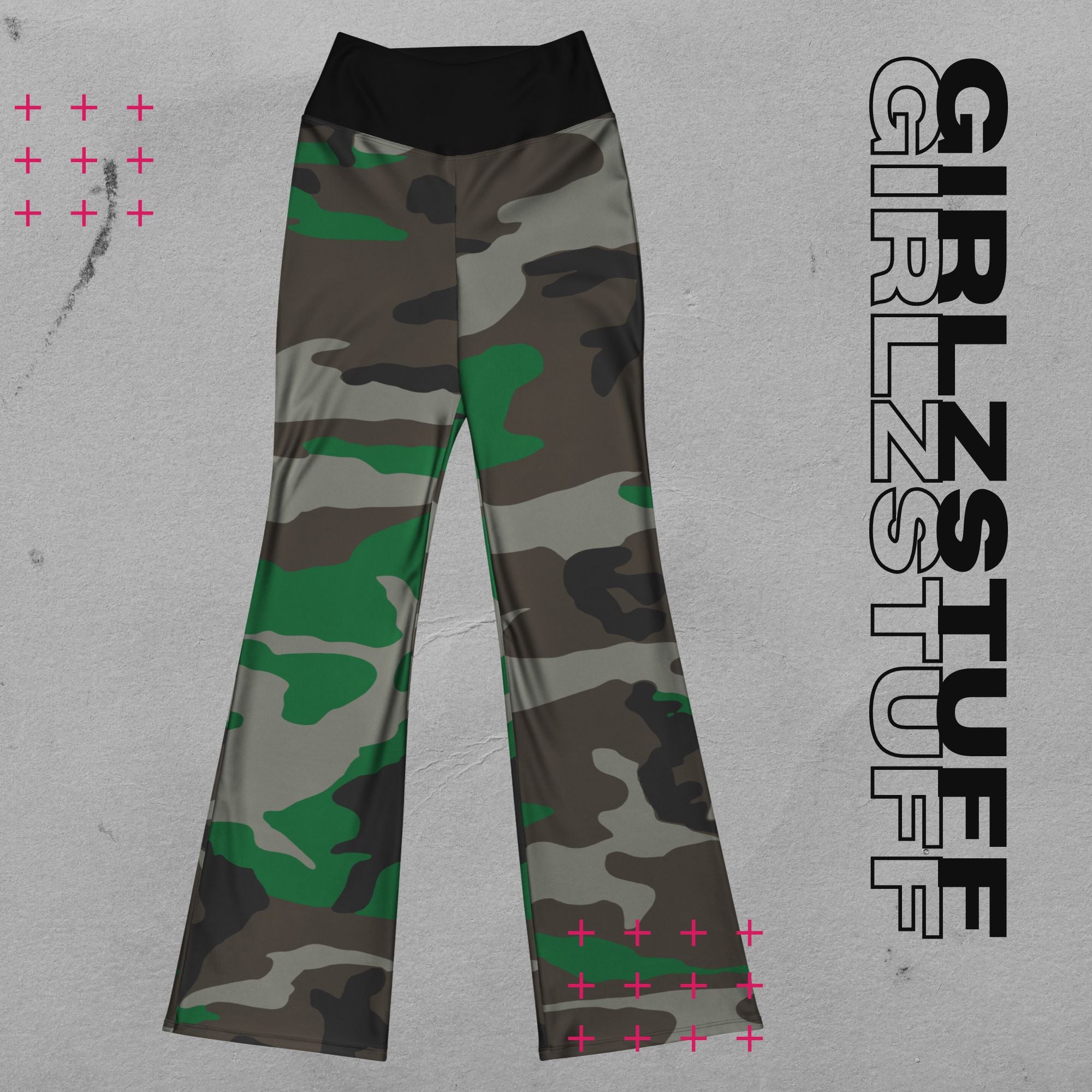 Camo Green Flare Leggings – Figurbetont, bold & made to move - Leggings mit Schlag