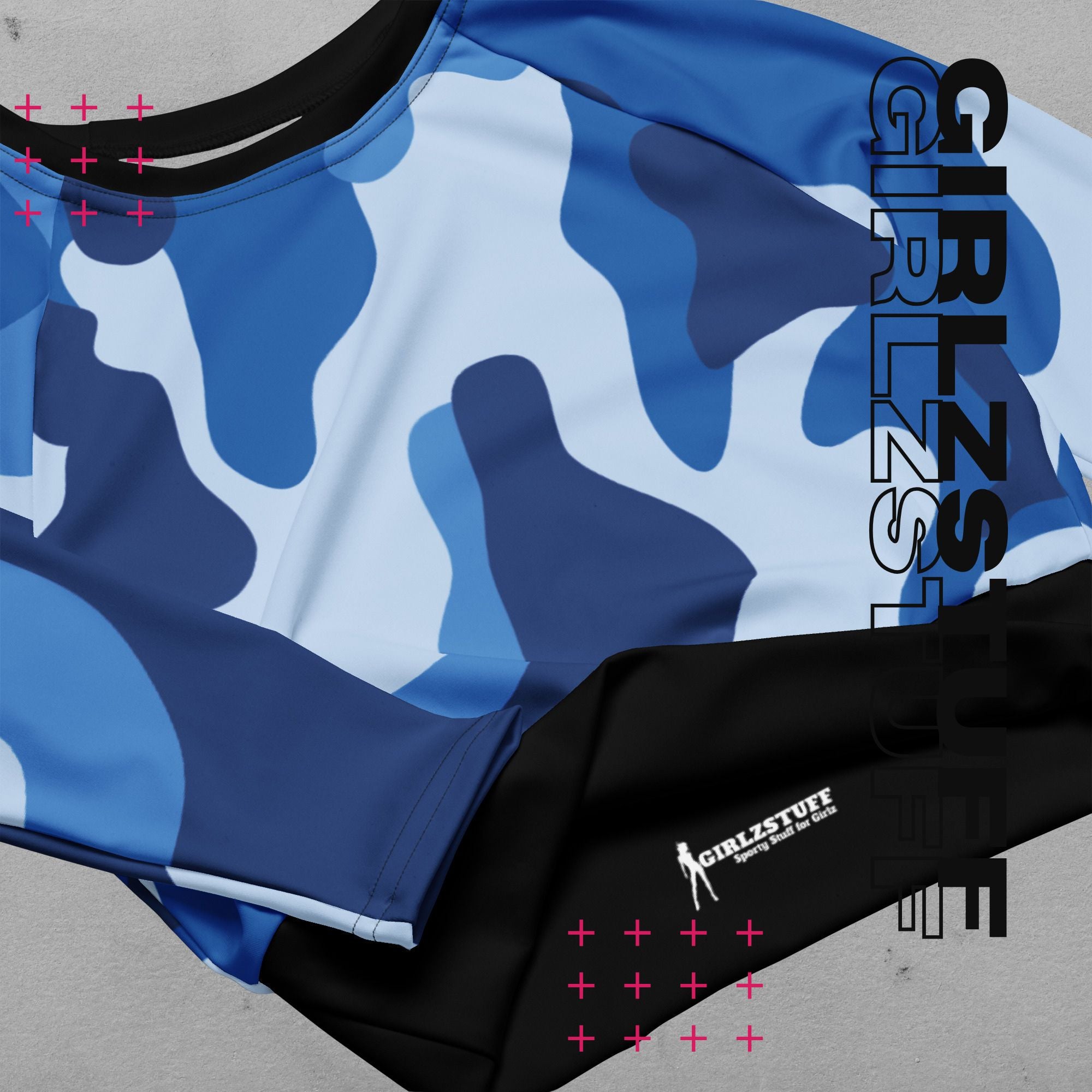 Camo Crop Top camouflage blue long-sleeved 🌿 | Recycled & ready for powerful moves