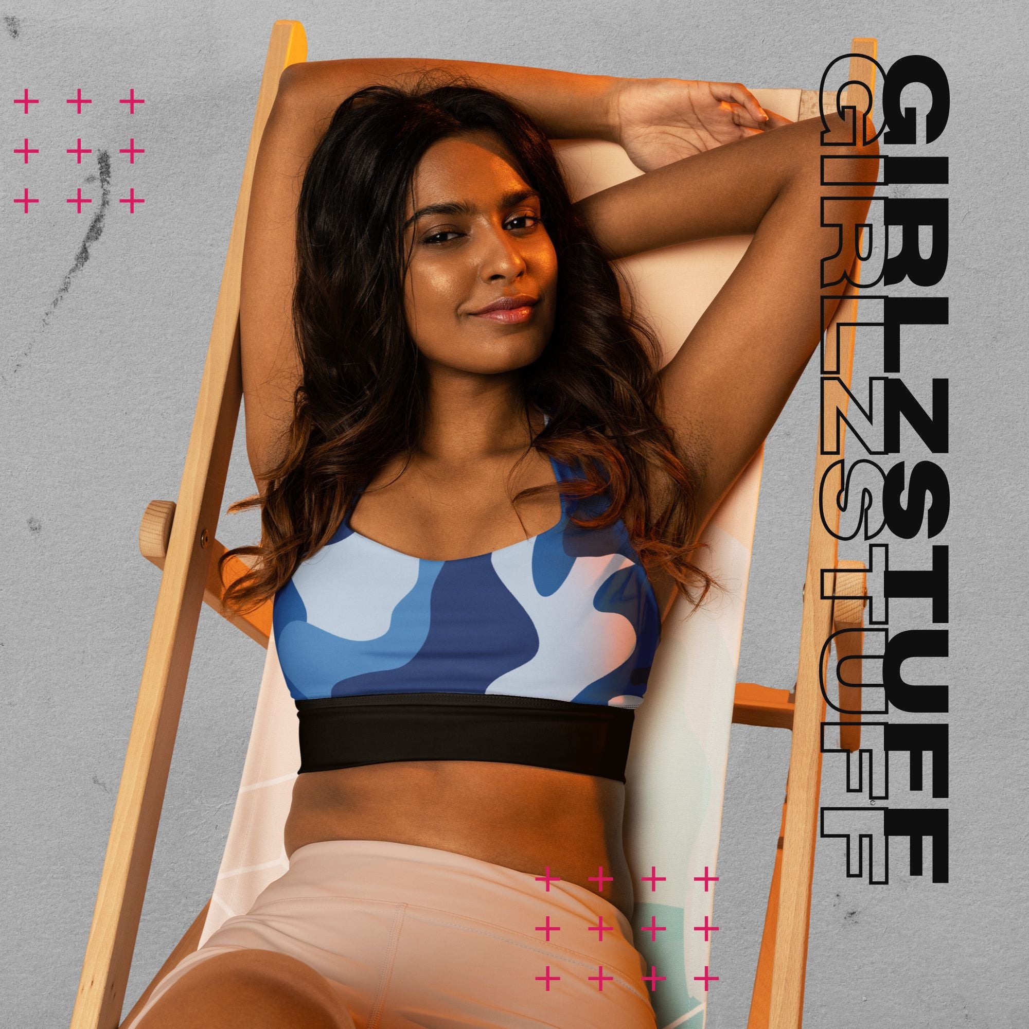 Camo Blue Longline Sport-BH – Halt, Style & Girlzpower in einem
