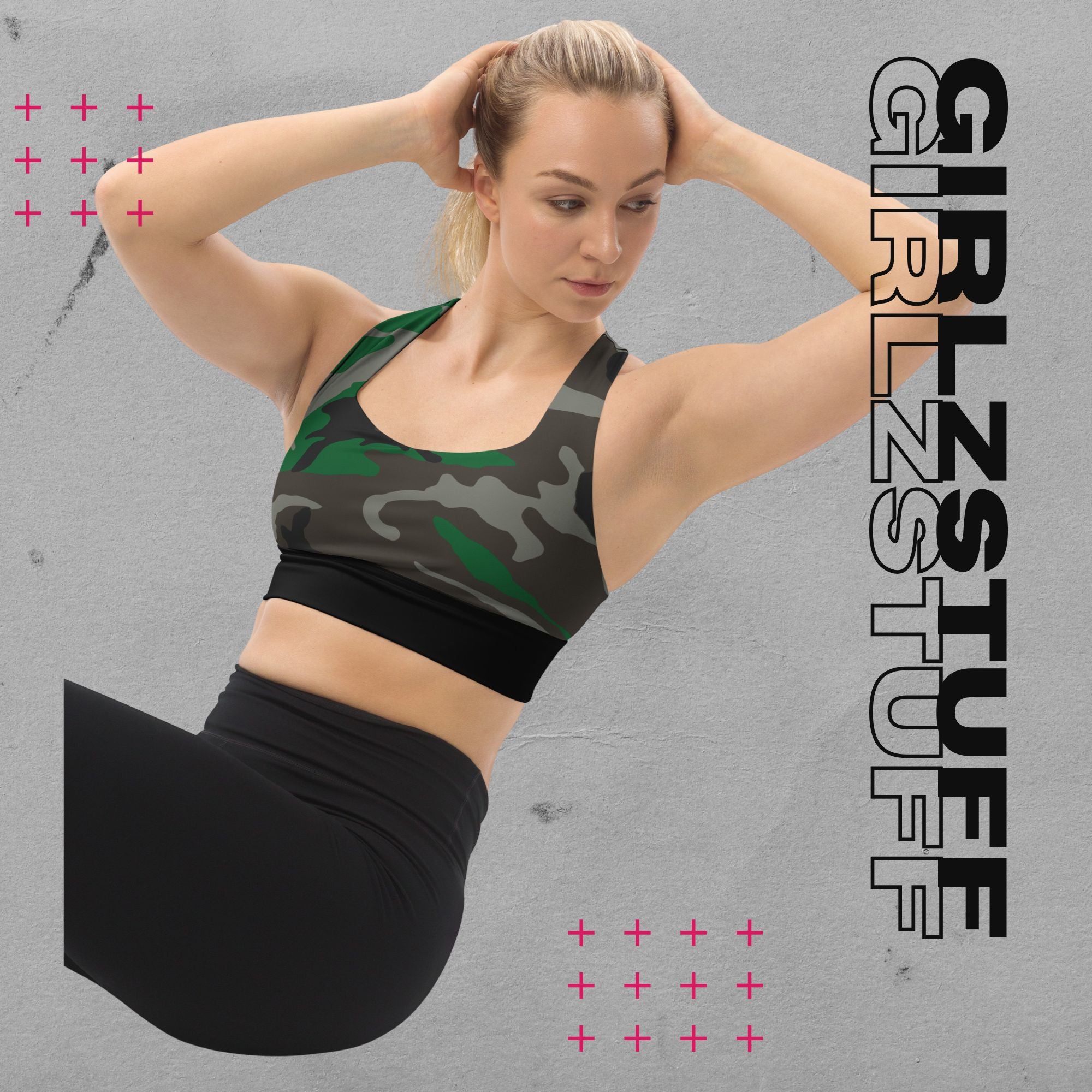 Camo Green Longline Sport-BH – Halt, Style & Girlzpower in einem