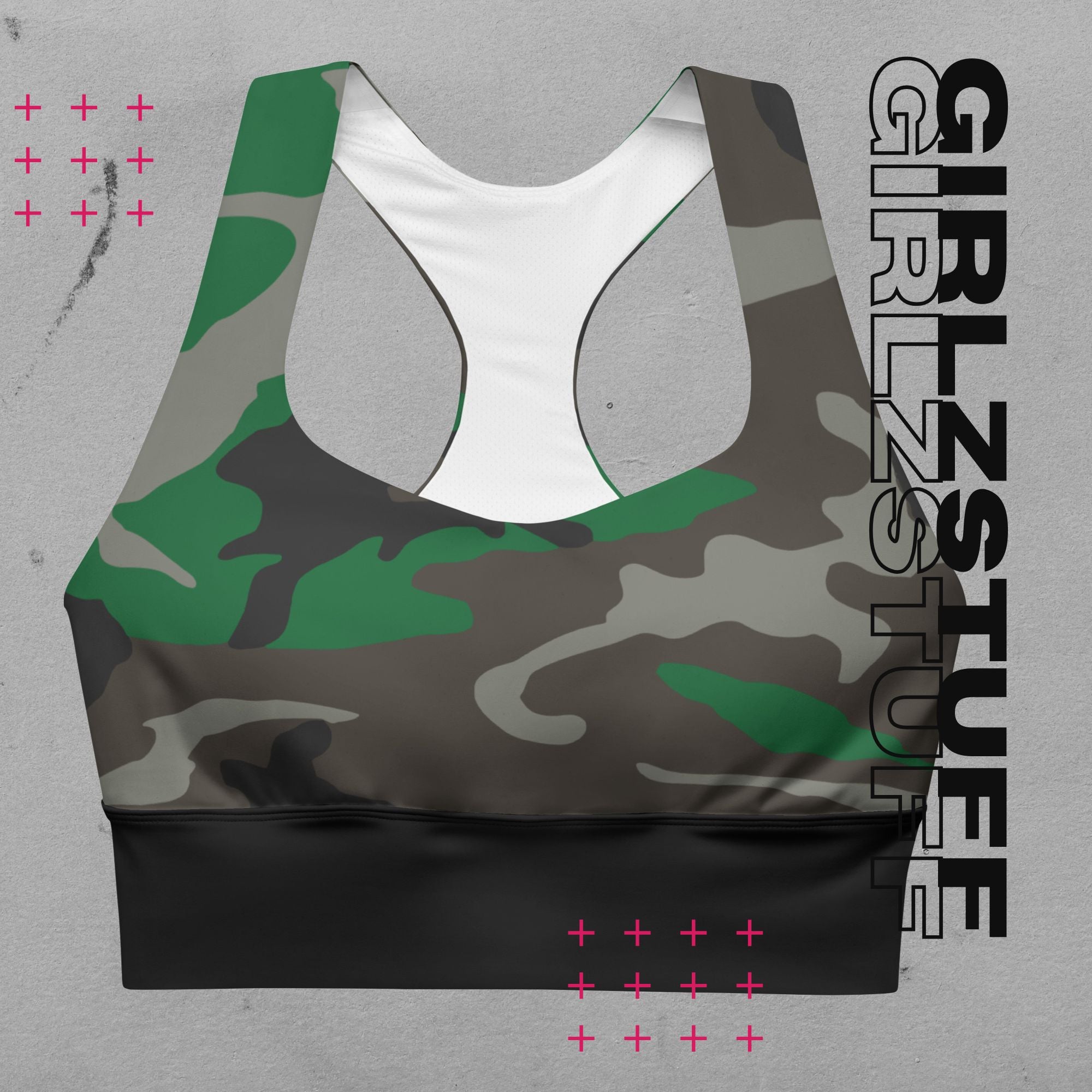 Camo Green Longline Sport-BH – Halt, Style & Girlzpower in einem