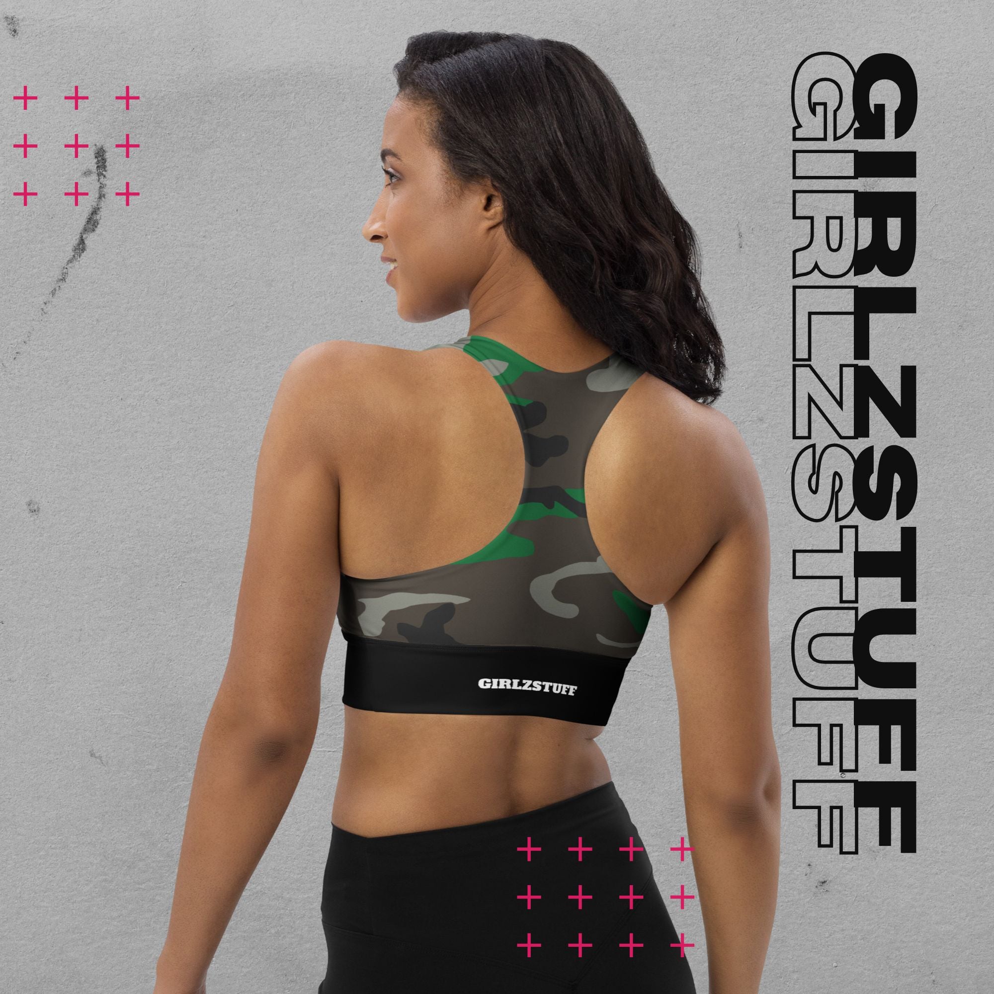 Camo Green Longline Sport-BH – Halt, Style & Girlzpower in einem