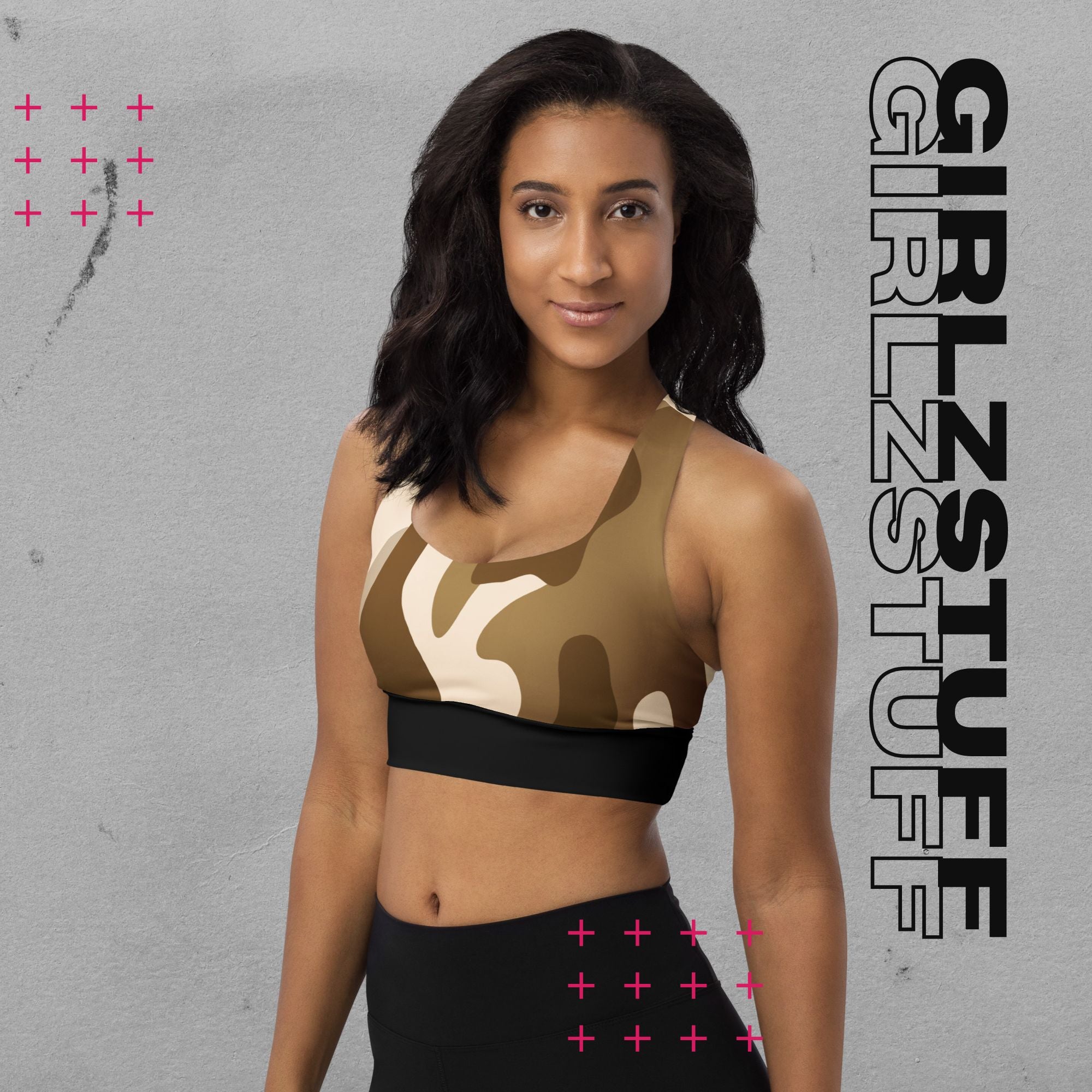 Camo Sand Longline Sport-BH – Halt, Style & Girlzpower in einem