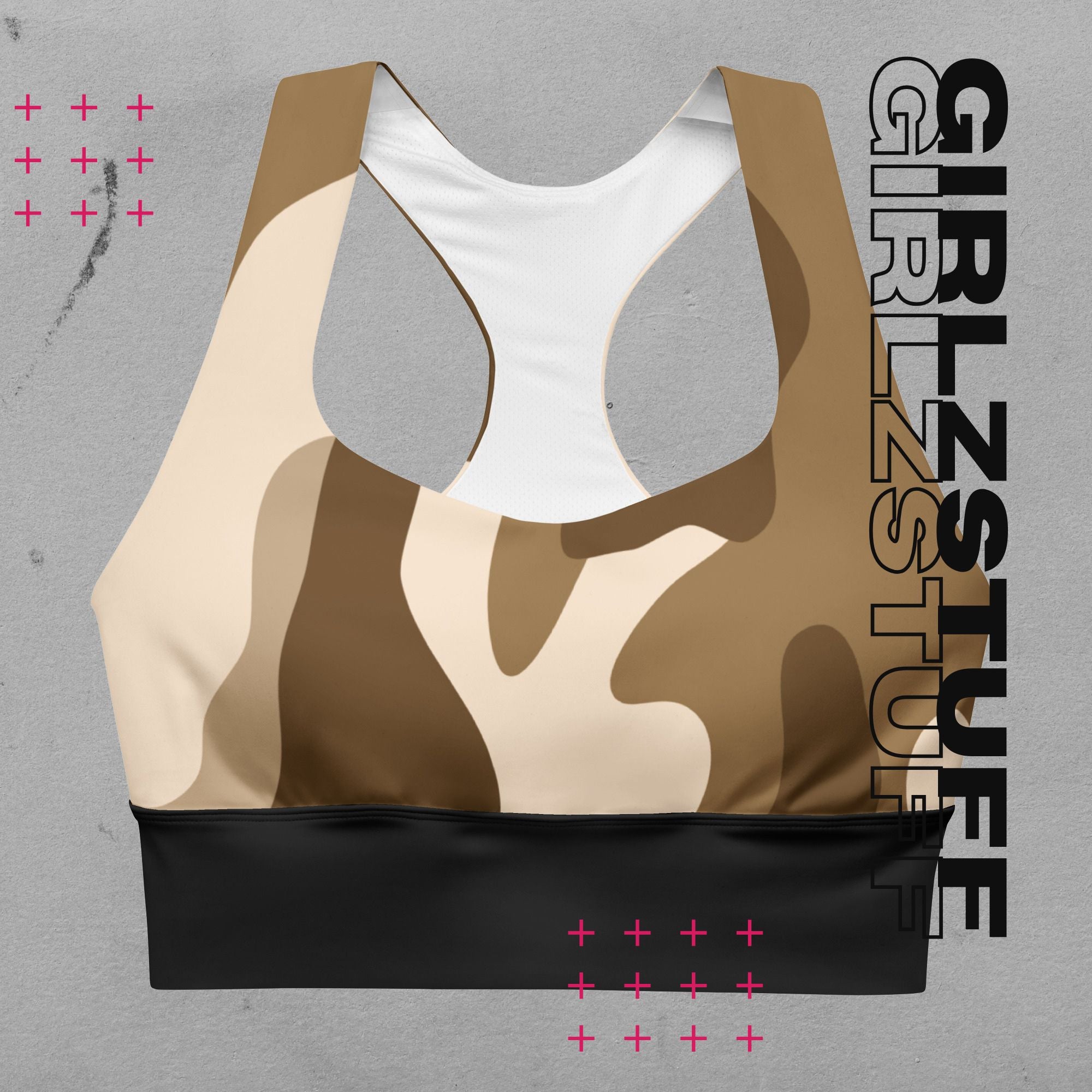 Camo Sand Longline Sport-BH – Halt, Style & Girlzpower in einem