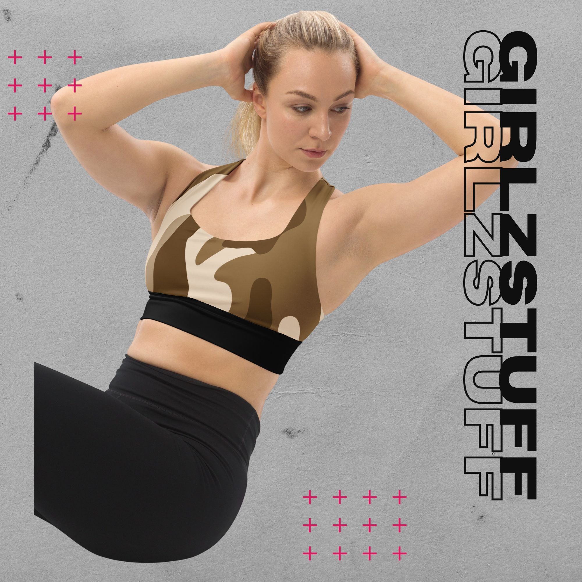 Camo Sand Longline Sport-BH – Halt, Style & Girlzpower in einem
