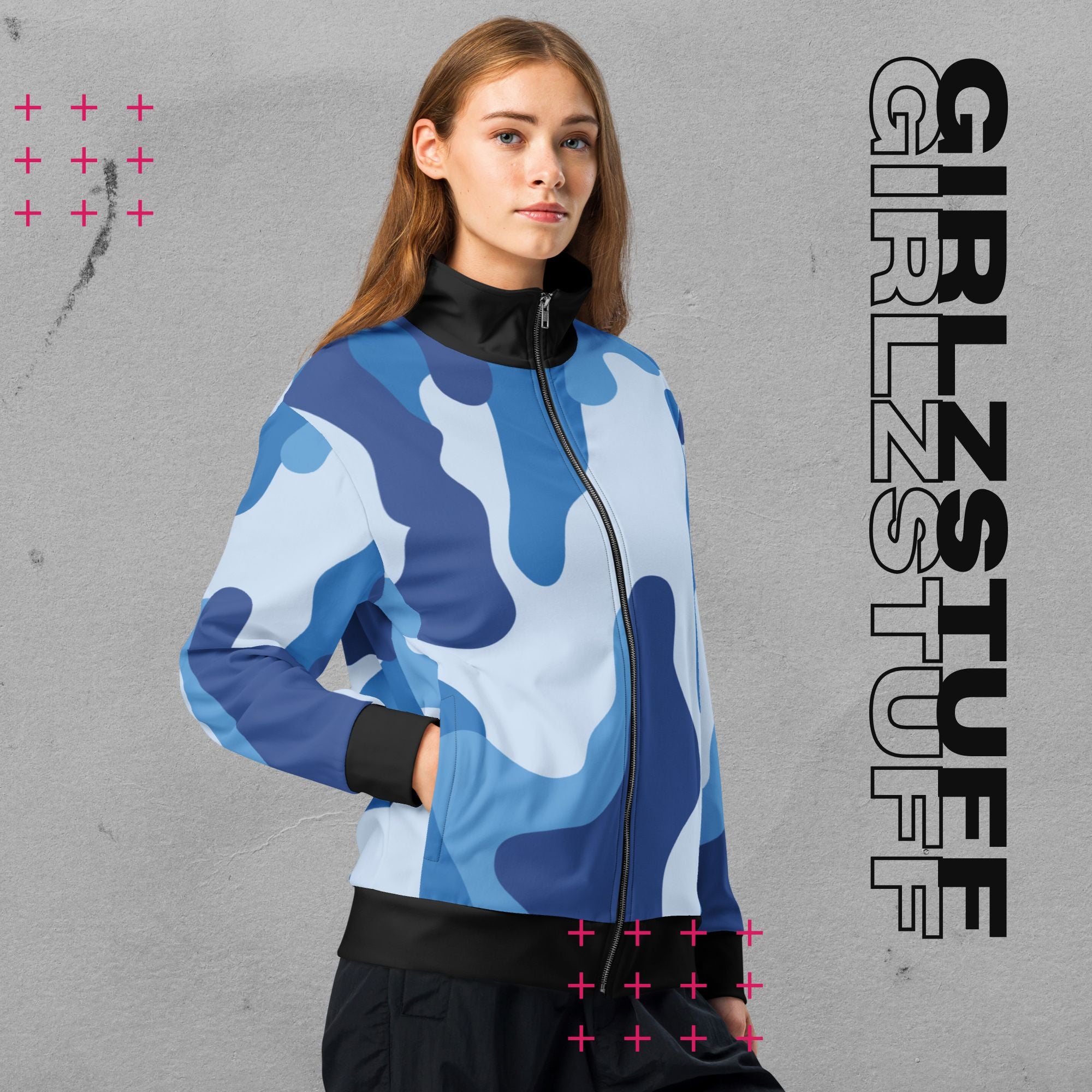 Camo Blue Zipper – Dein Go-To Layer für Bewegung & Girlzpower