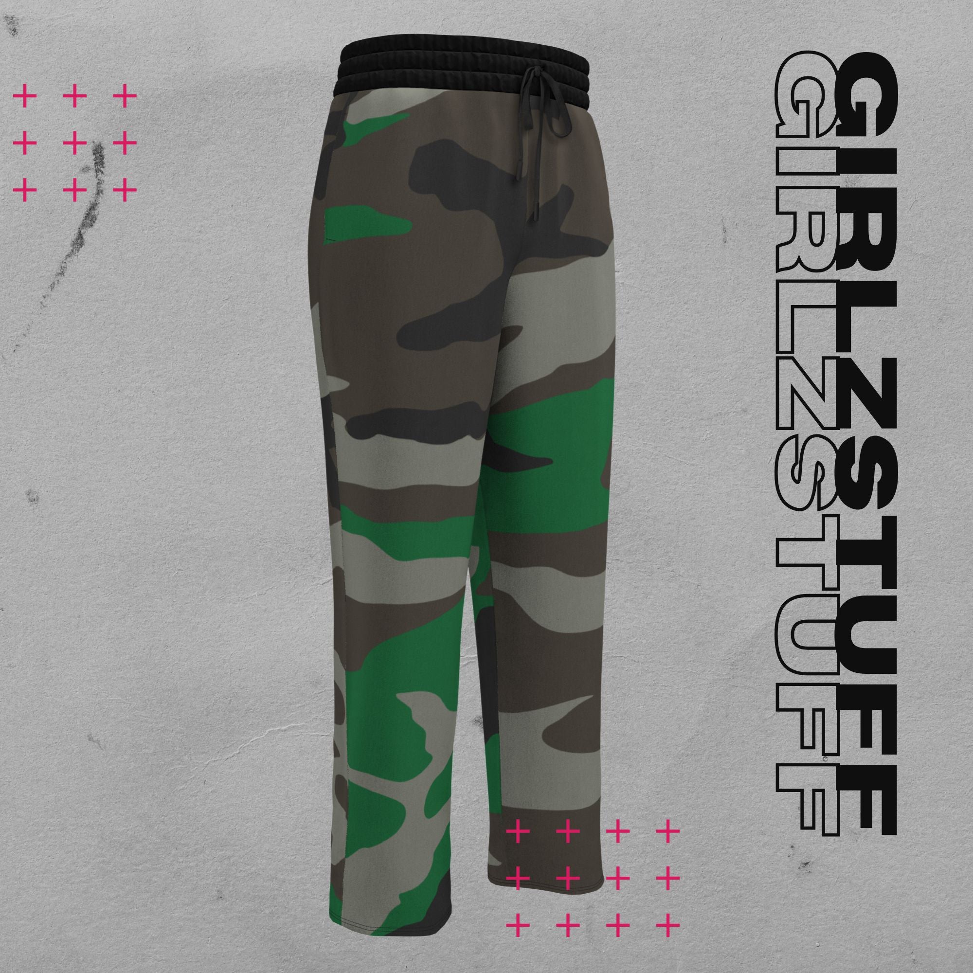 Wide Leg Camo Green Jogginghose – 90s Vibes, Girlzpower Fit