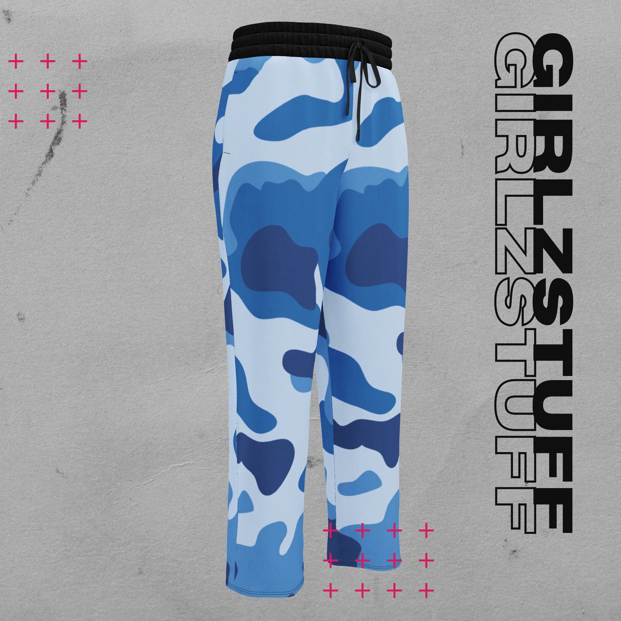 Wide Leg Camo Blue Jogginghose – 90s Vibes, Girlzpower Fit
