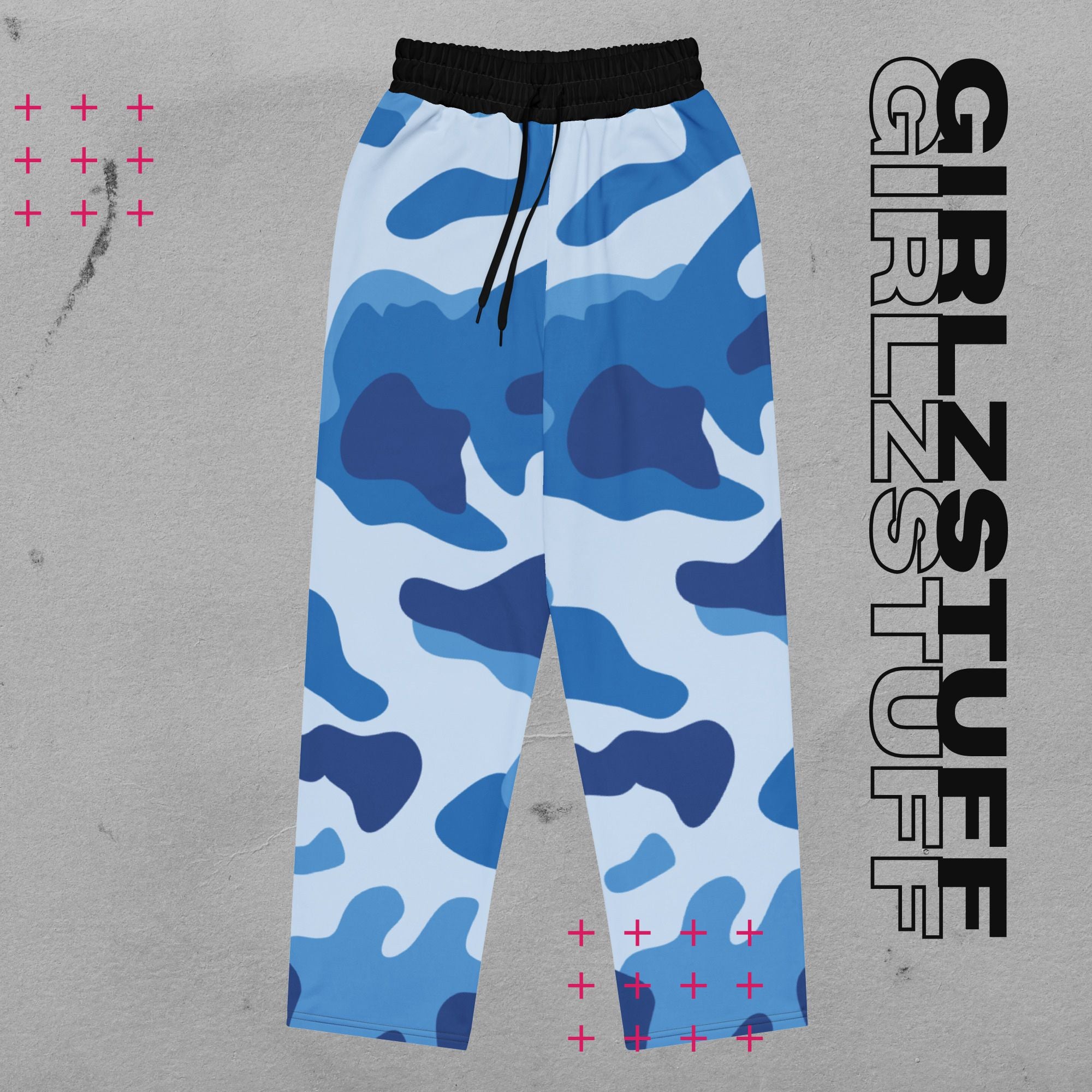 Wide Leg Camo Blue Jogginghose – 90s Vibes, Girlzpower Fit