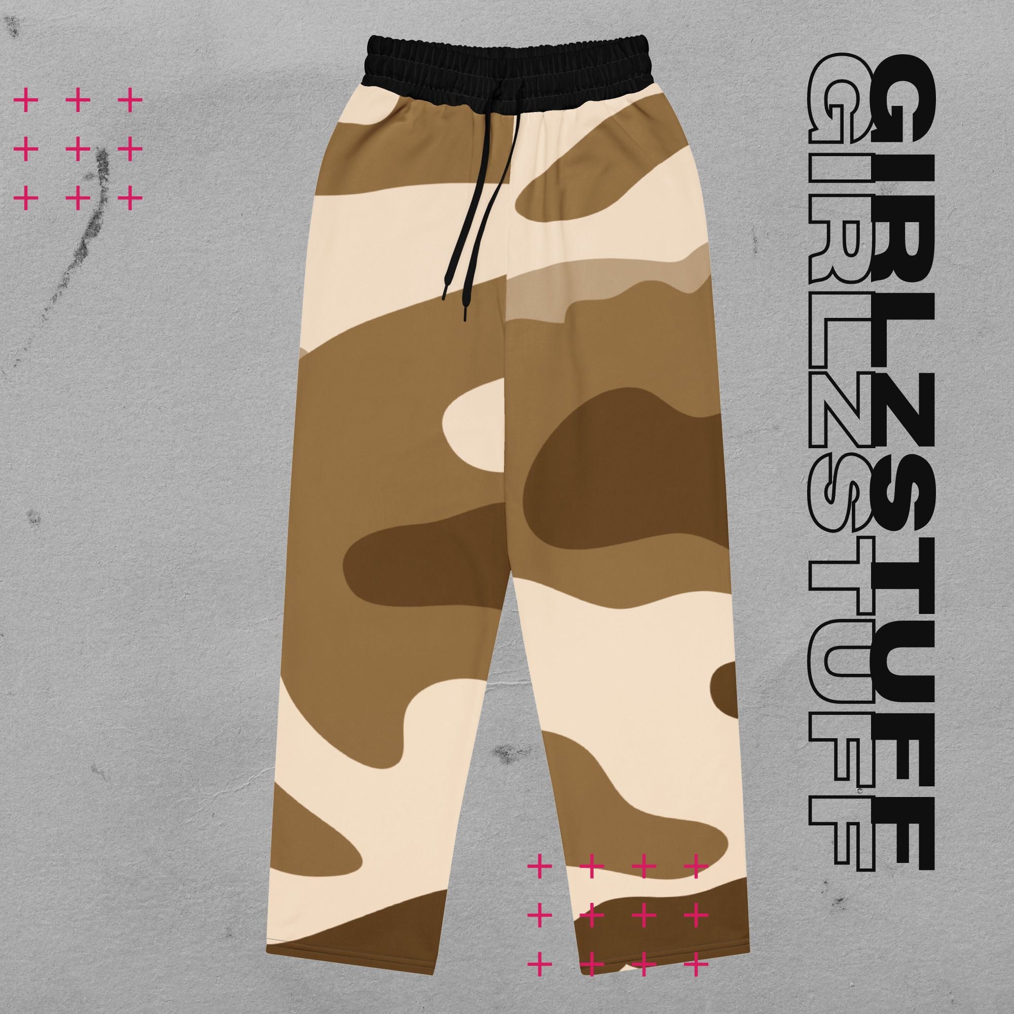 Wide Leg Camo Sand Jogginghose – 90s Vibes, Girlzpower Fit