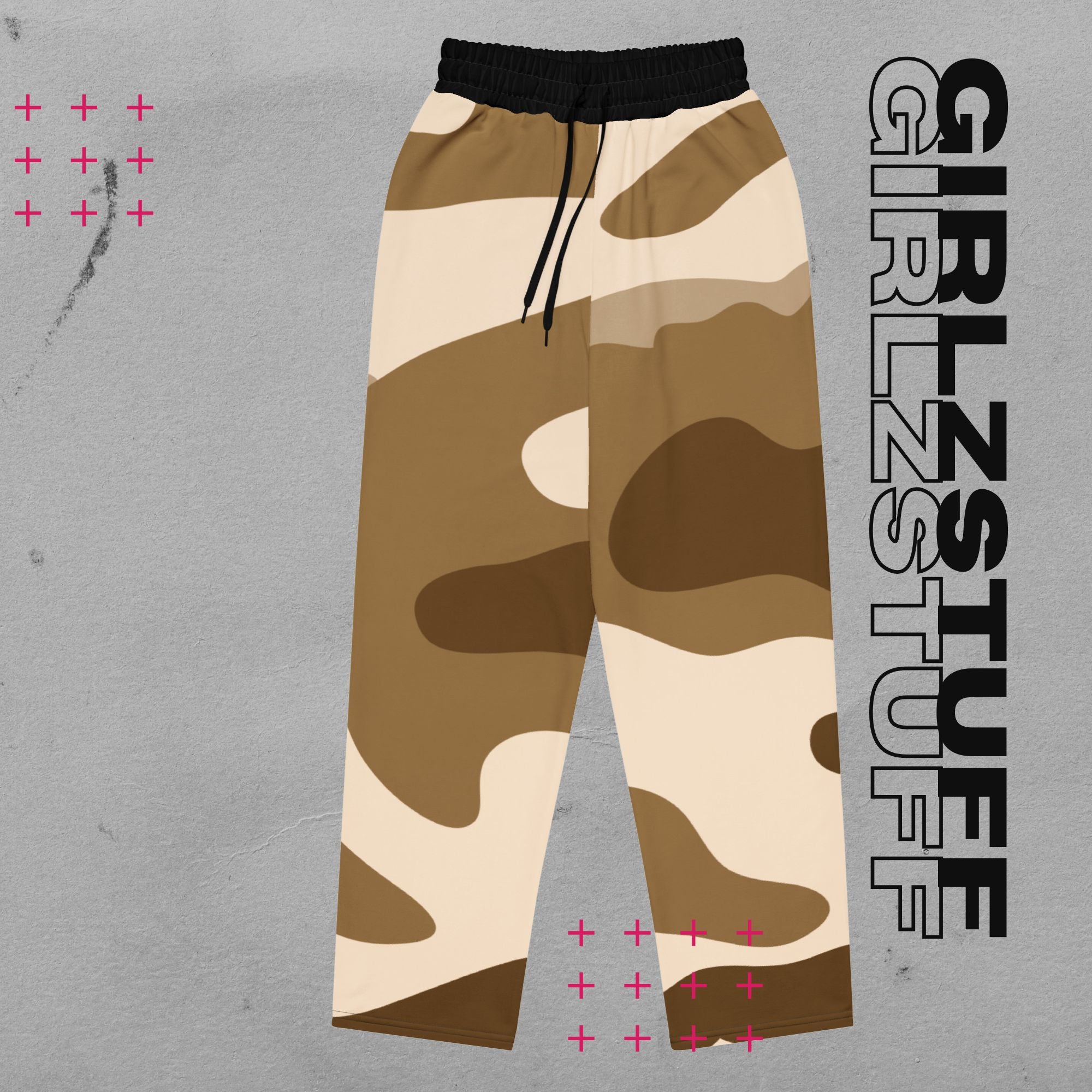 Wide Leg Camo Sand Jogginghose – 90s Vibes, Girlzpower Fit