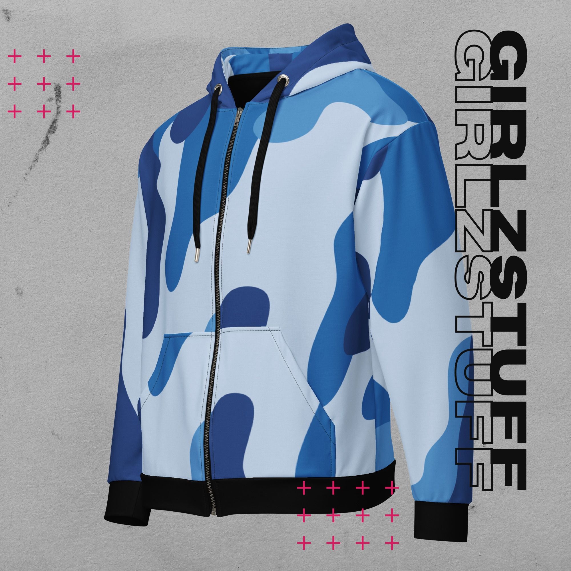 Camo Blue Zip Hoodie – Locker. Laut. Und ready für alles.