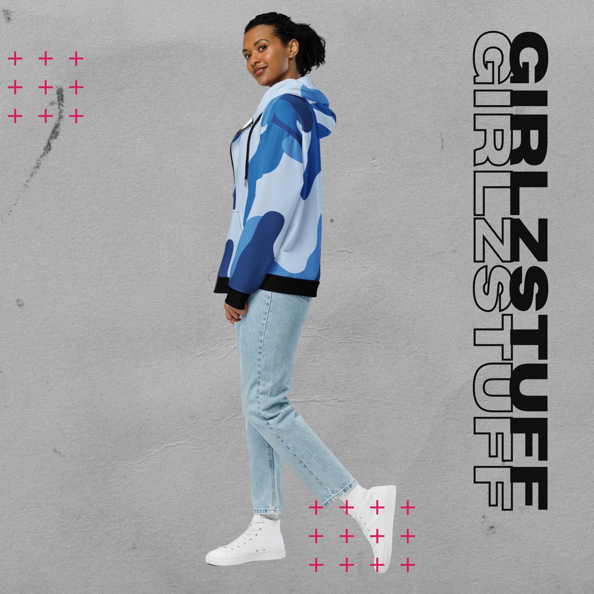 Camo Blue Zip Hoodie – Locker. Laut. Und ready für alles.