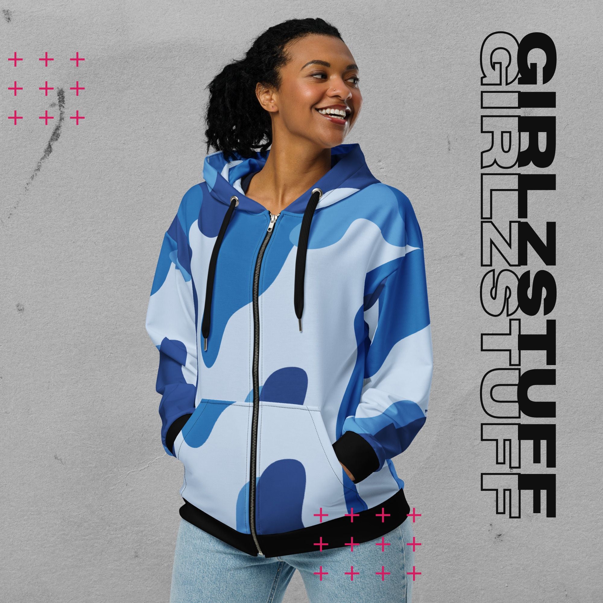 Camo Blue Zip Hoodie – Locker. Laut. Und ready für alles.
