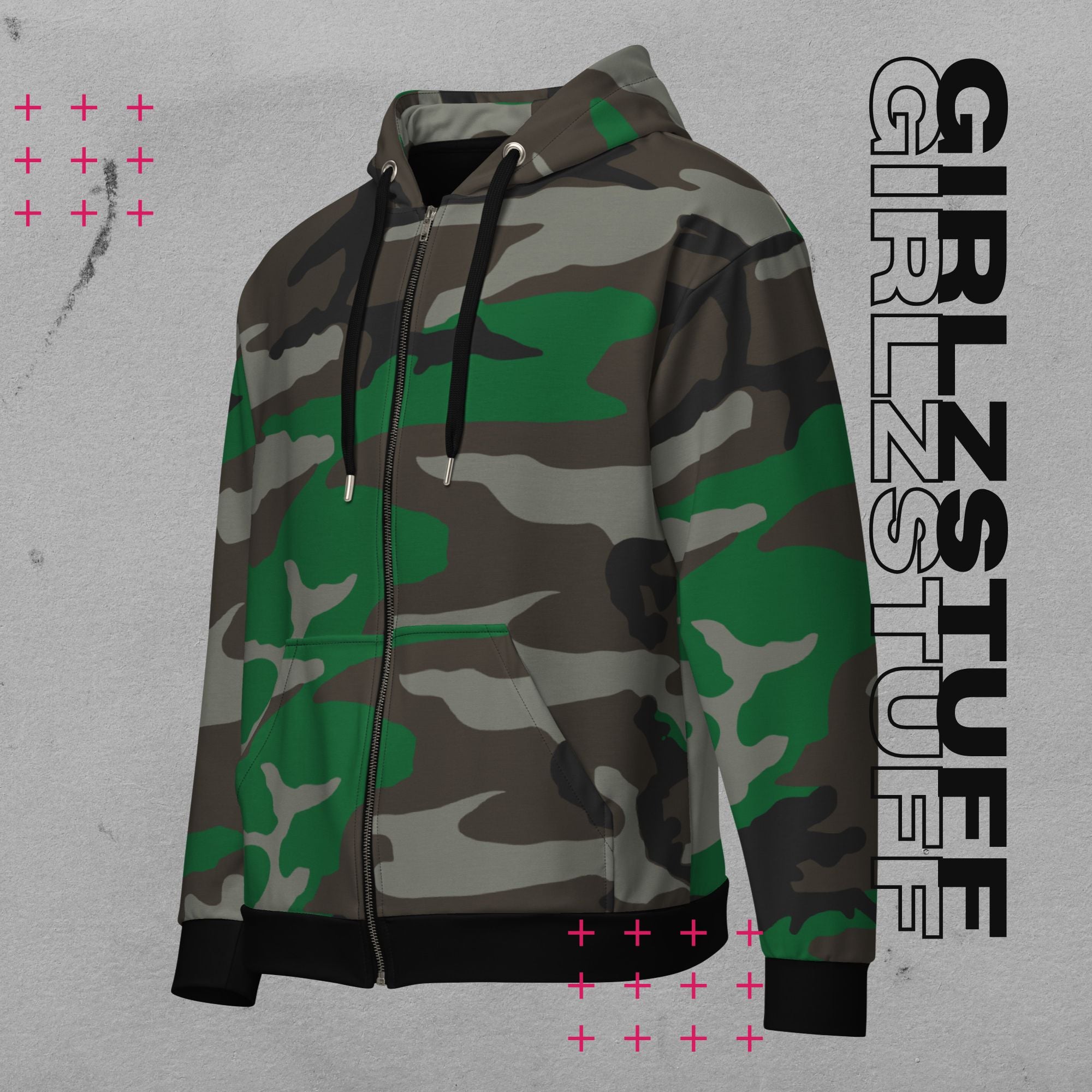 Camo Green Zip Hoodie – Locker. Laut. Und ready für alles.