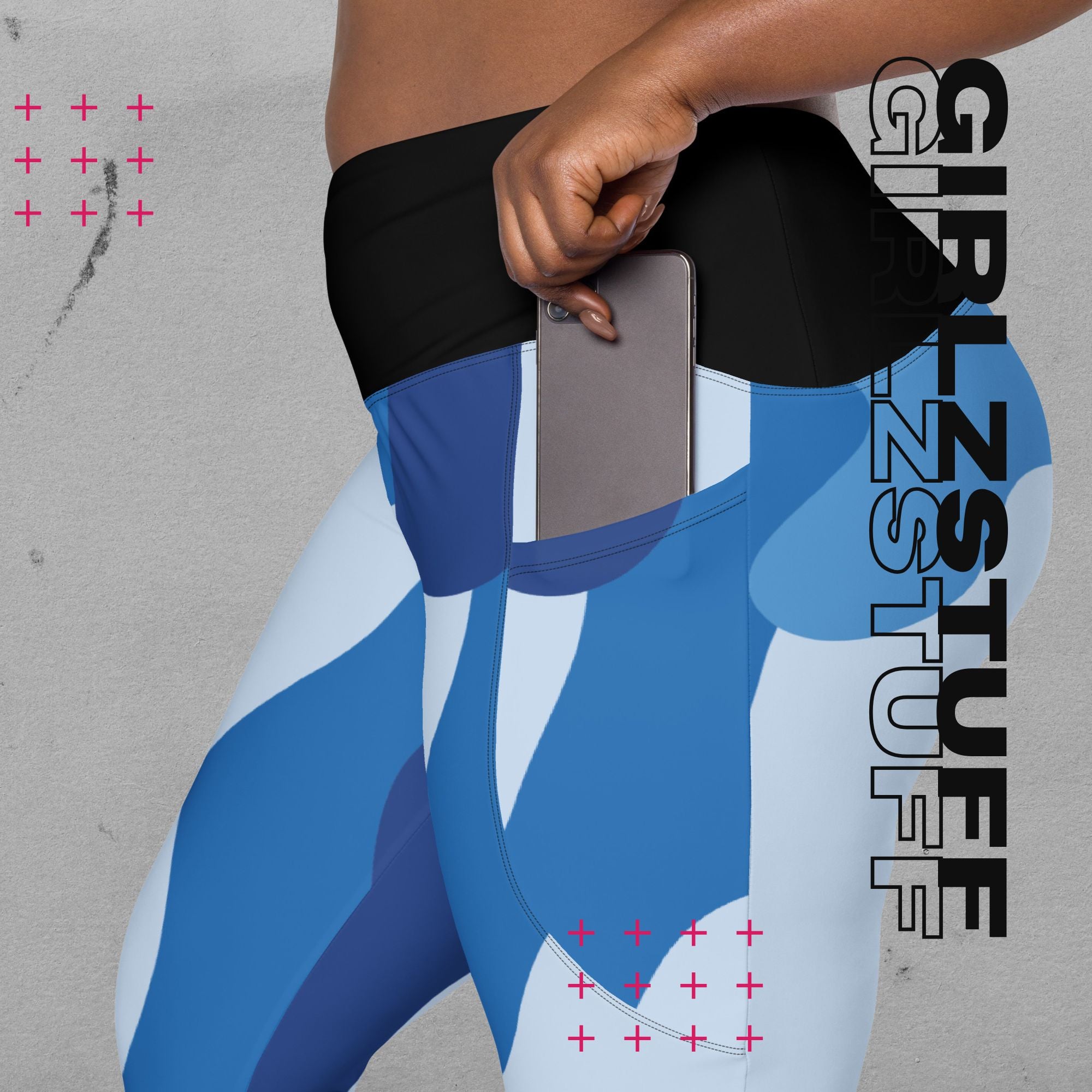 Camo Blue Crossover Leggings mit V-Bund – Stylisch, praktisch, einfach wow