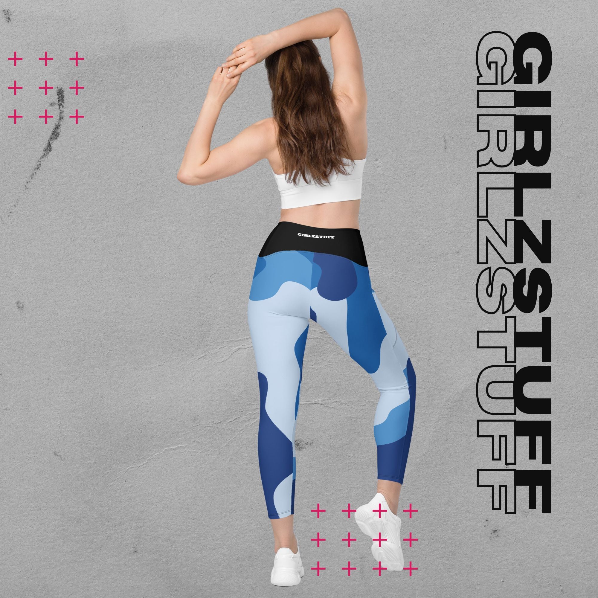 Camo Blue Crossover Leggings mit V-Bund – Stylisch, praktisch, einfach wow