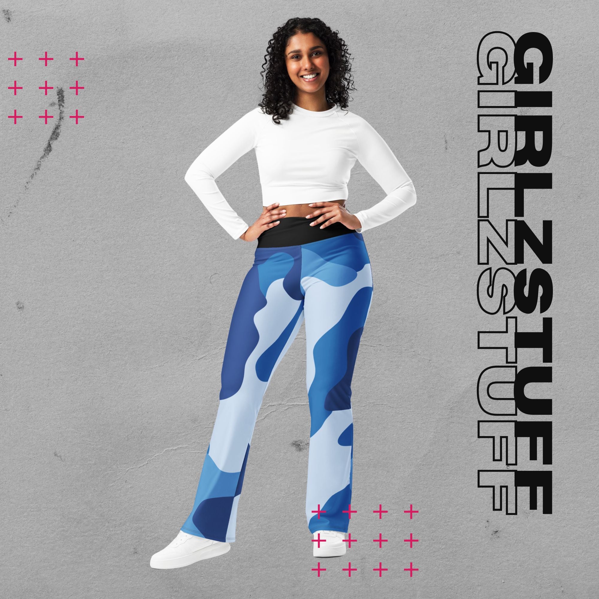 Camo Blue Flare Leggings – Figurbetont, bold & made to move - Leggings mit Schlag