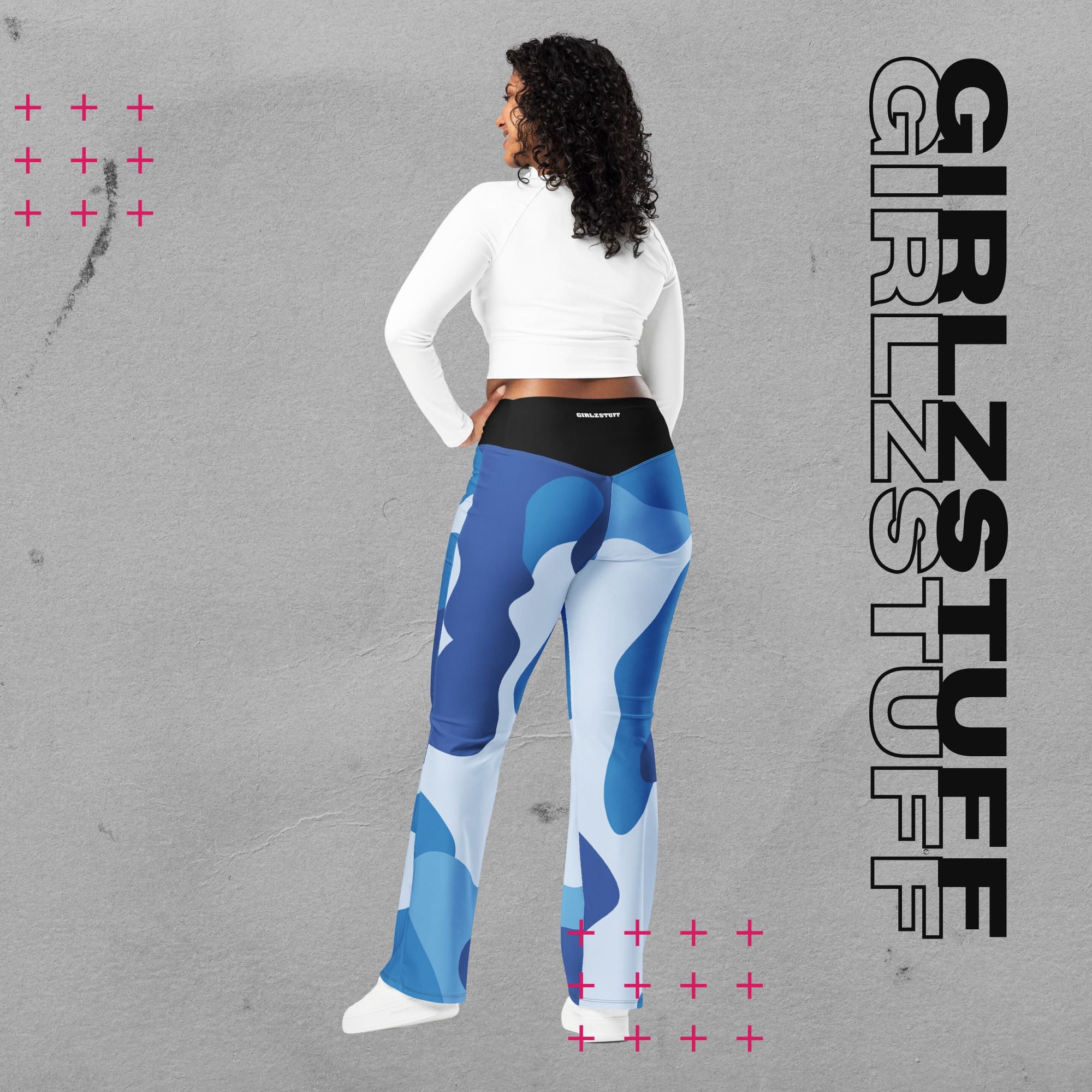 Camo Blue Flare Leggings – Figurbetont, bold & made to move - Leggings mit Schlag