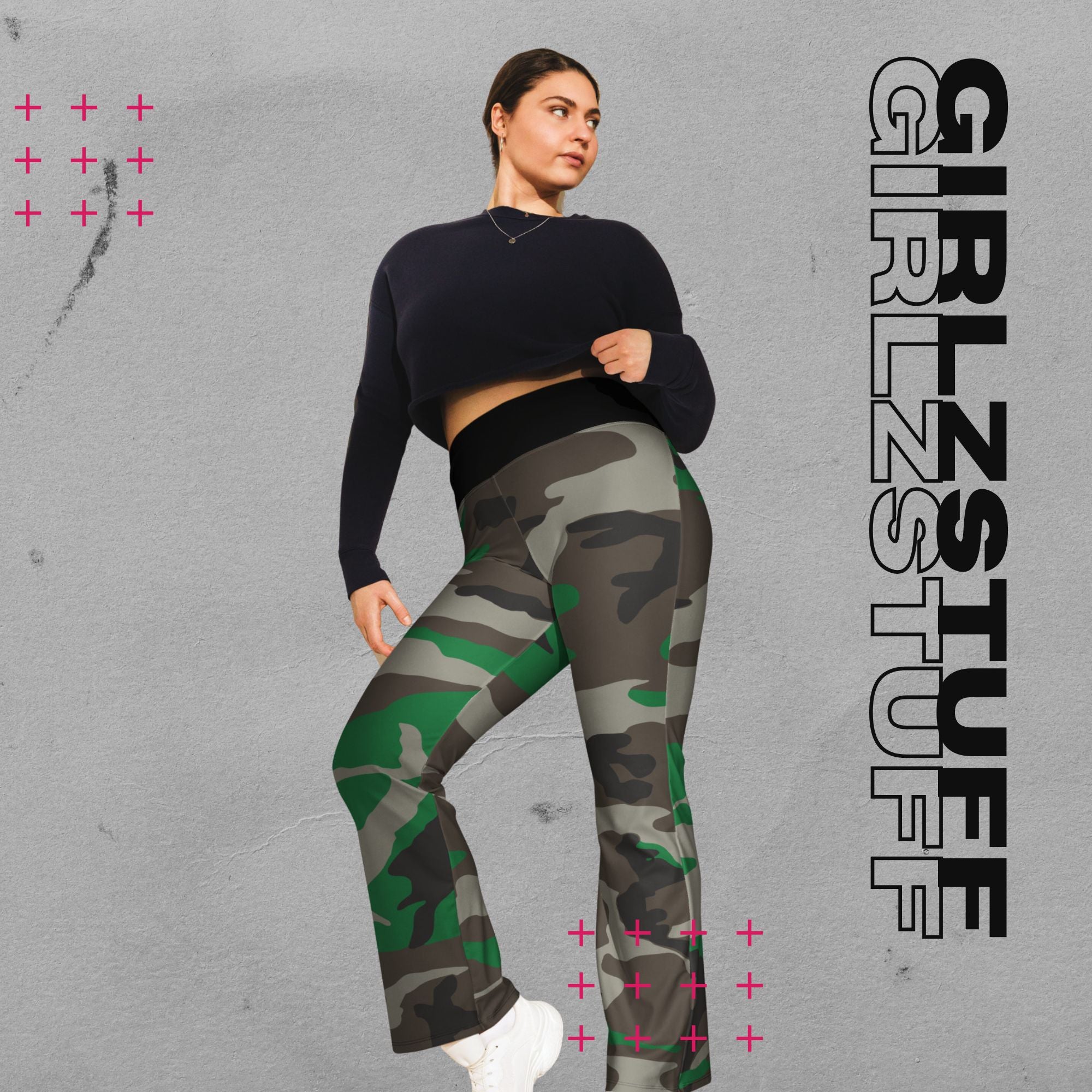 Camo Green Flare Leggings – Figurbetont, bold & made to move - Leggings mit Schlag