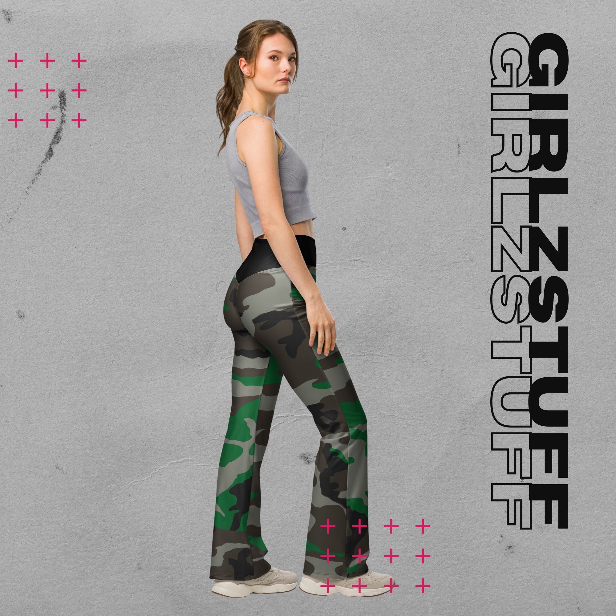Camo Green Flare Leggings – Figurbetont, bold & made to move - Leggings mit Schlag