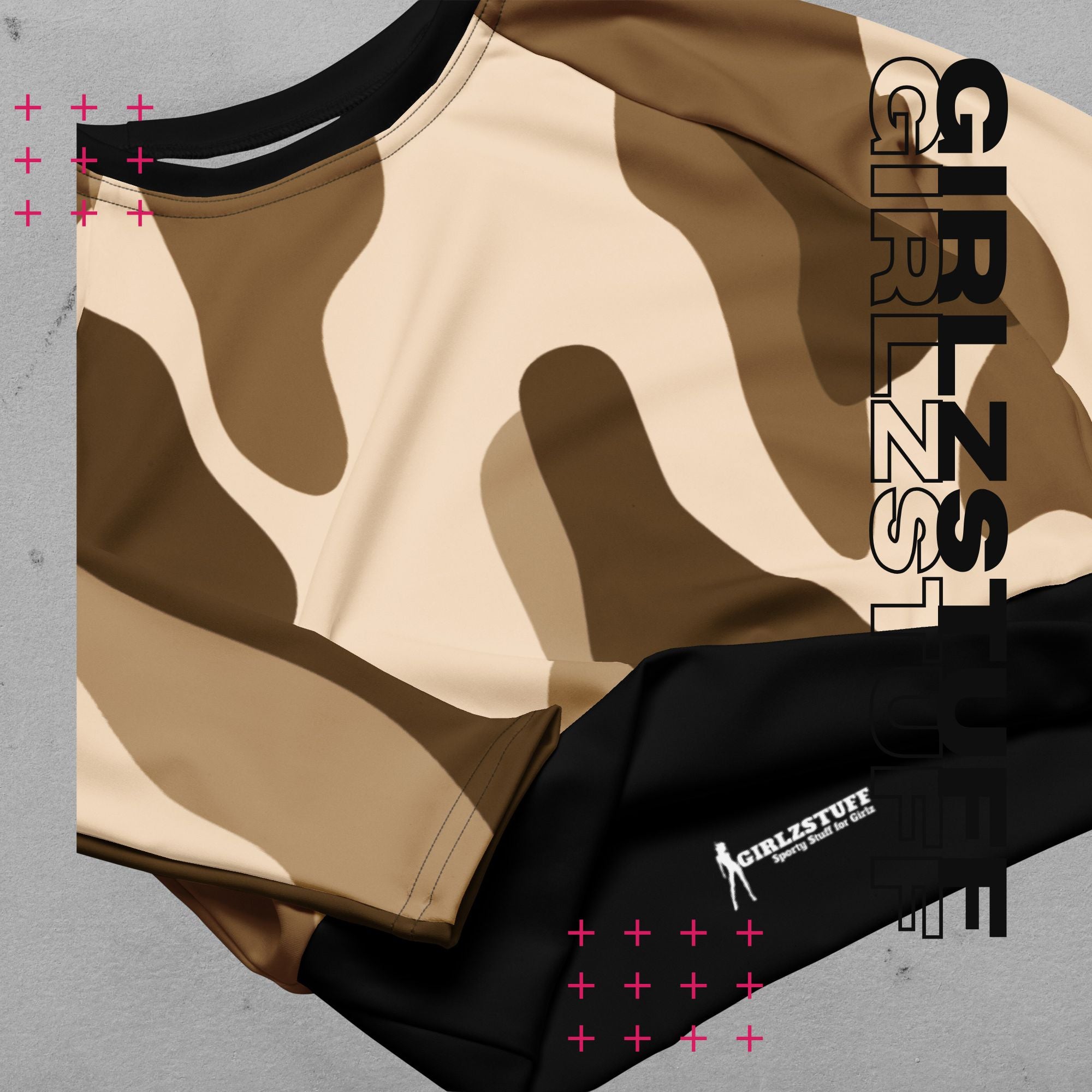 Camo Crop Top Tarn-Sand langarm 🌿 | Recycelt & ready für starke Moves