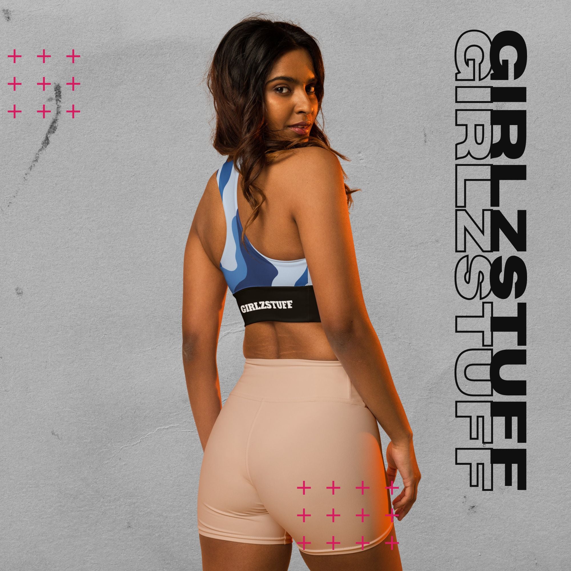 Camo Blue Longline Sport-BH – Halt, Style & Girlzpower in einem