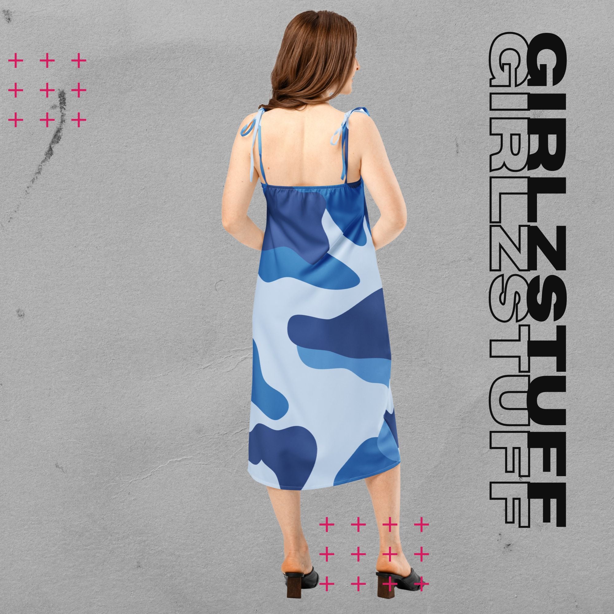 Camouflage Midikleid in Tarn Blau für Girlzpower 🌿✨ Dein Sommer-Look