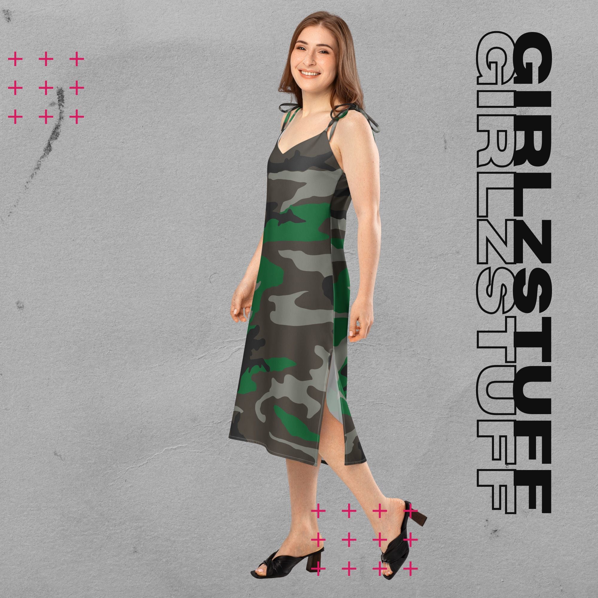 Camouflage Midikleid in Tarn Grün für Girlzpower 🌿✨ Dein Sommer-Look