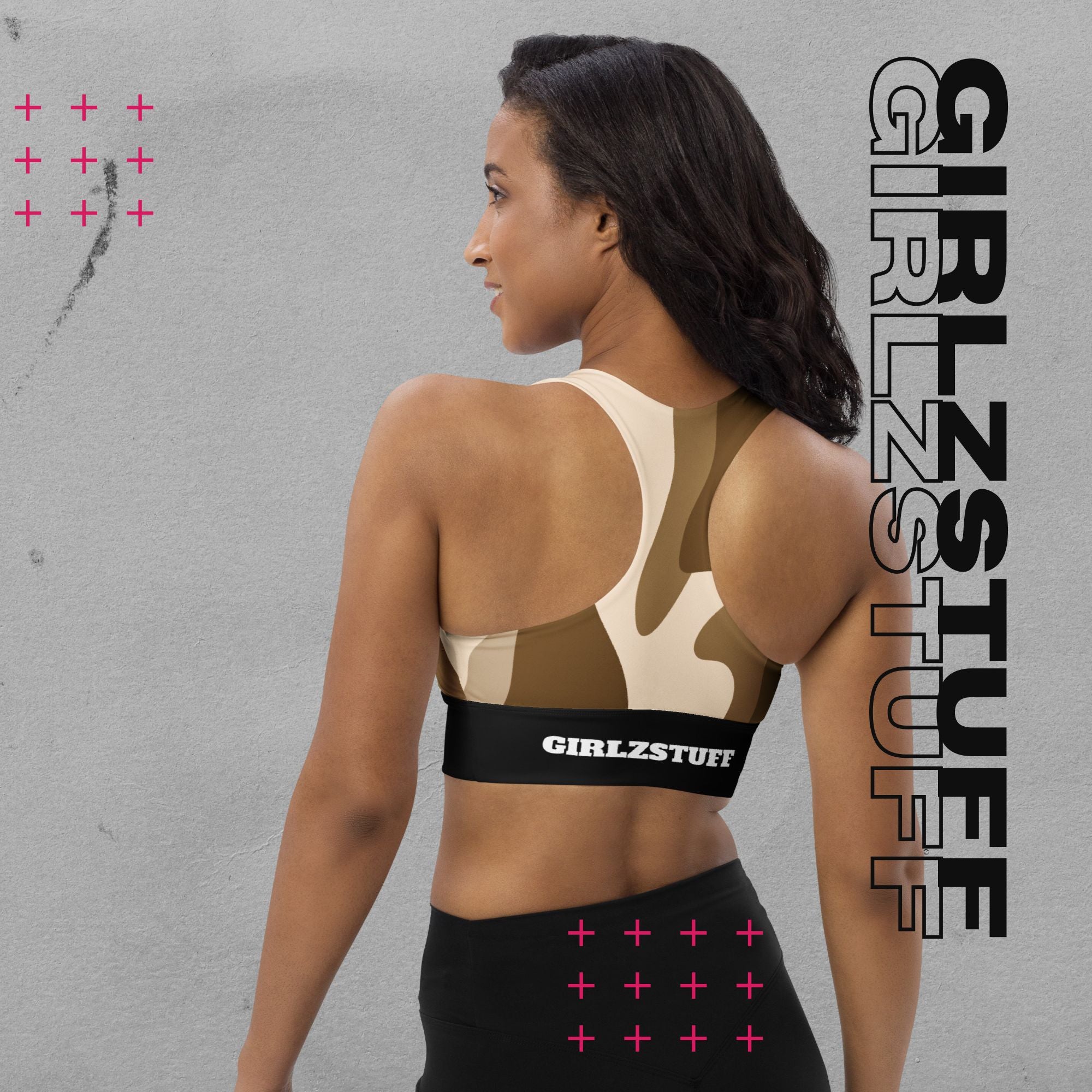 Camo Sand Longline Sport-BH – Halt, Style & Girlzpower in einem