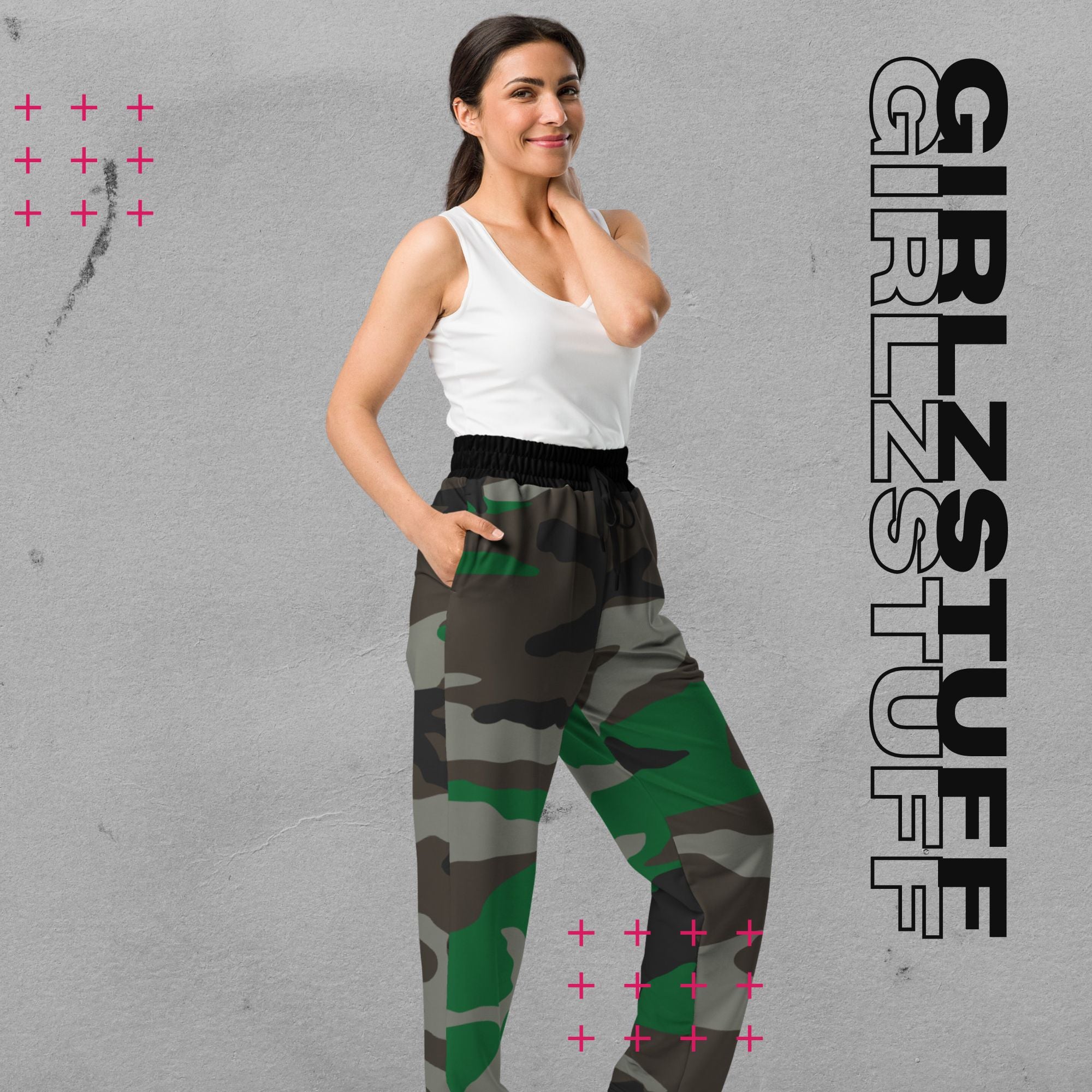 Wide Leg Camo Green Jogginghose – 90s Vibes, Girlzpower Fit