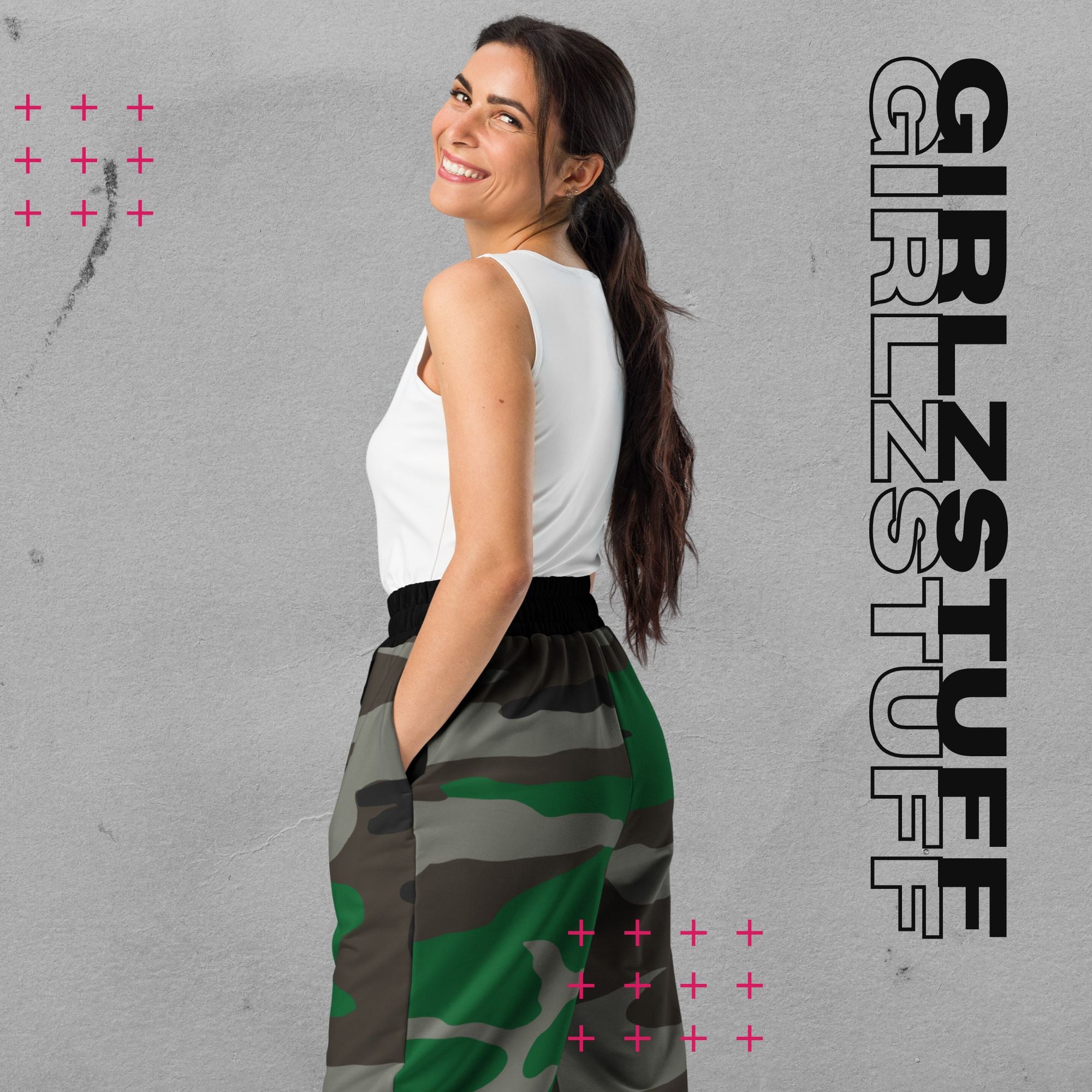 Wide Leg Camo Green Jogginghose – 90s Vibes, Girlzpower Fit