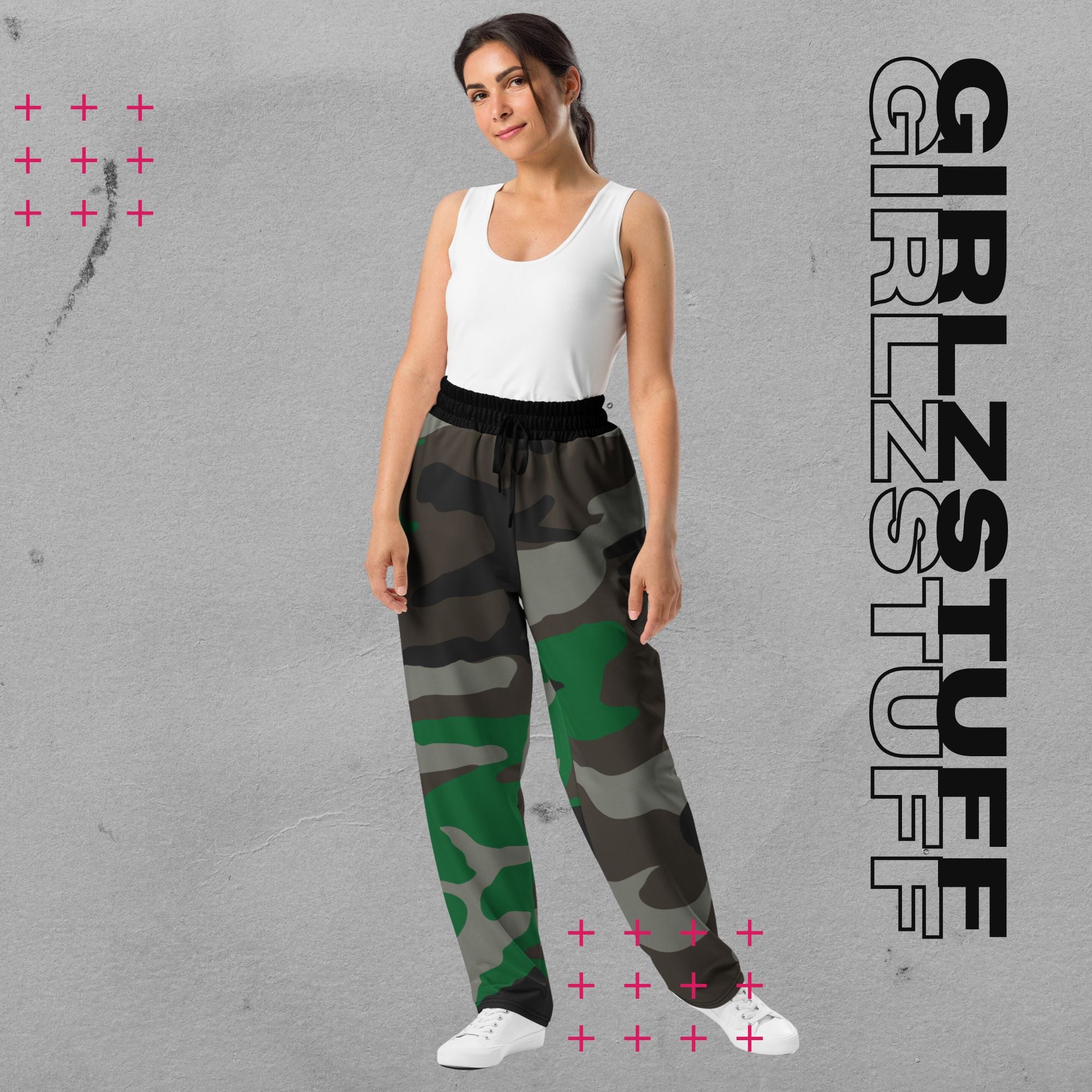 Wide Leg Camo Green Jogginghose – 90s Vibes, Girlzpower Fit