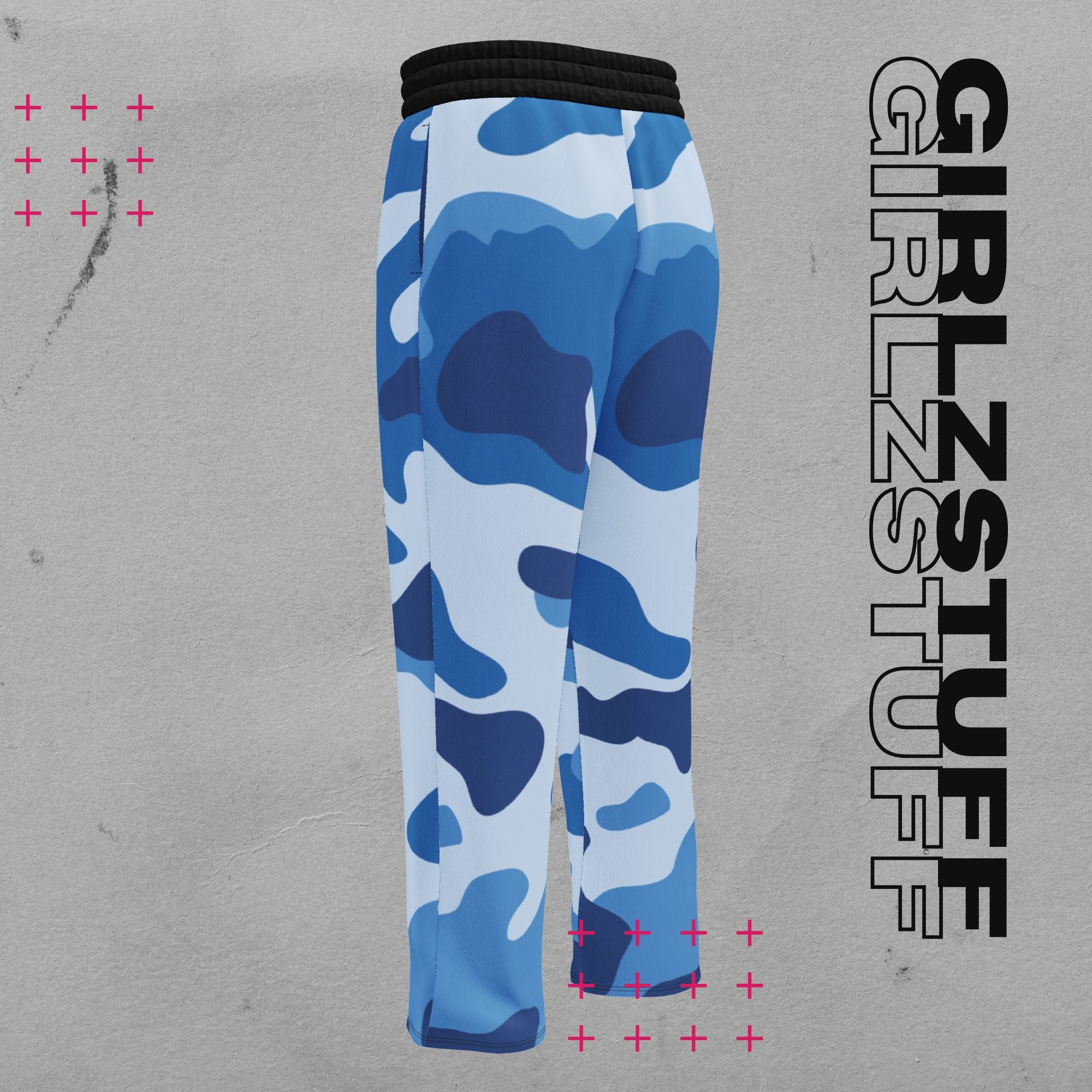 Wide Leg Camo Blue Jogginghose – 90s Vibes, Girlzpower Fit
