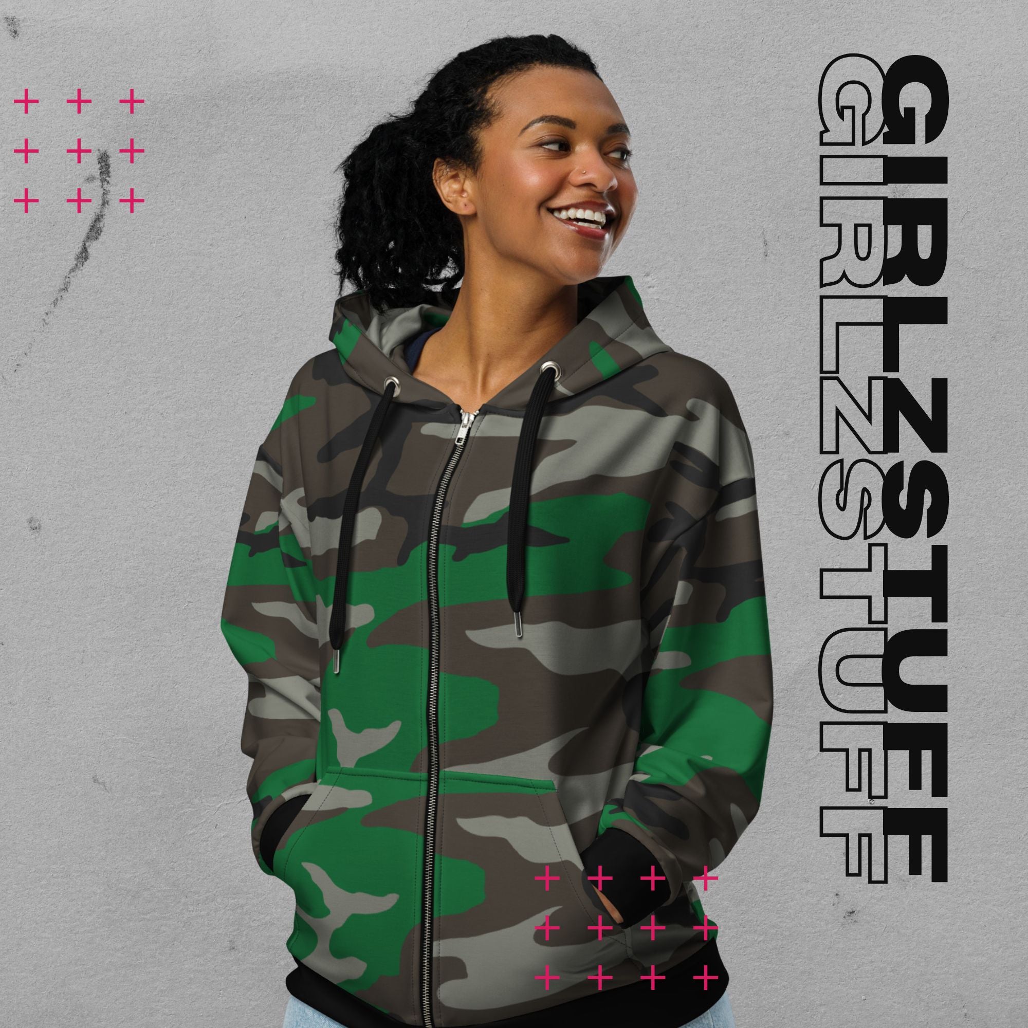 Camo Green Zip Hoodie – Locker. Laut. Und ready für alles.